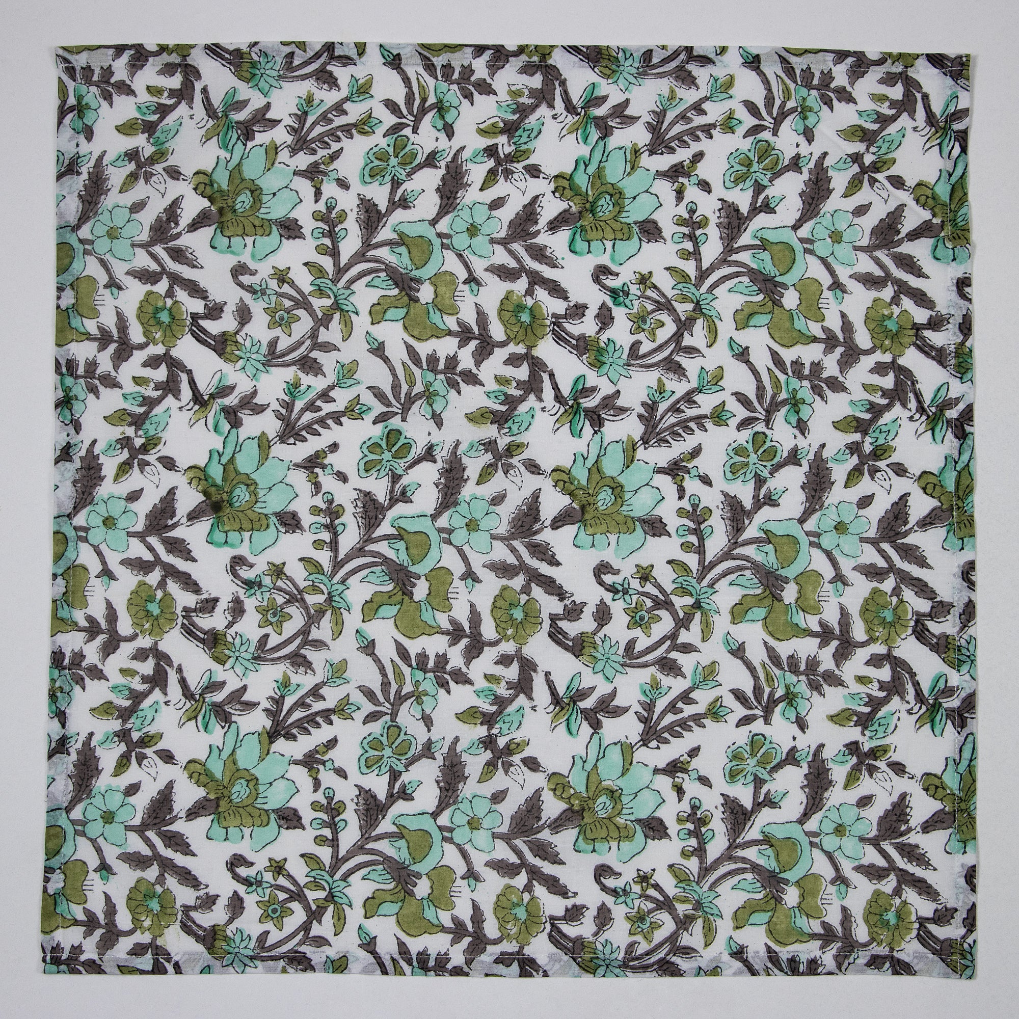 Exclusive Handmade Floral Indian Block Printed Cotton Dinner Napkin - Image 6