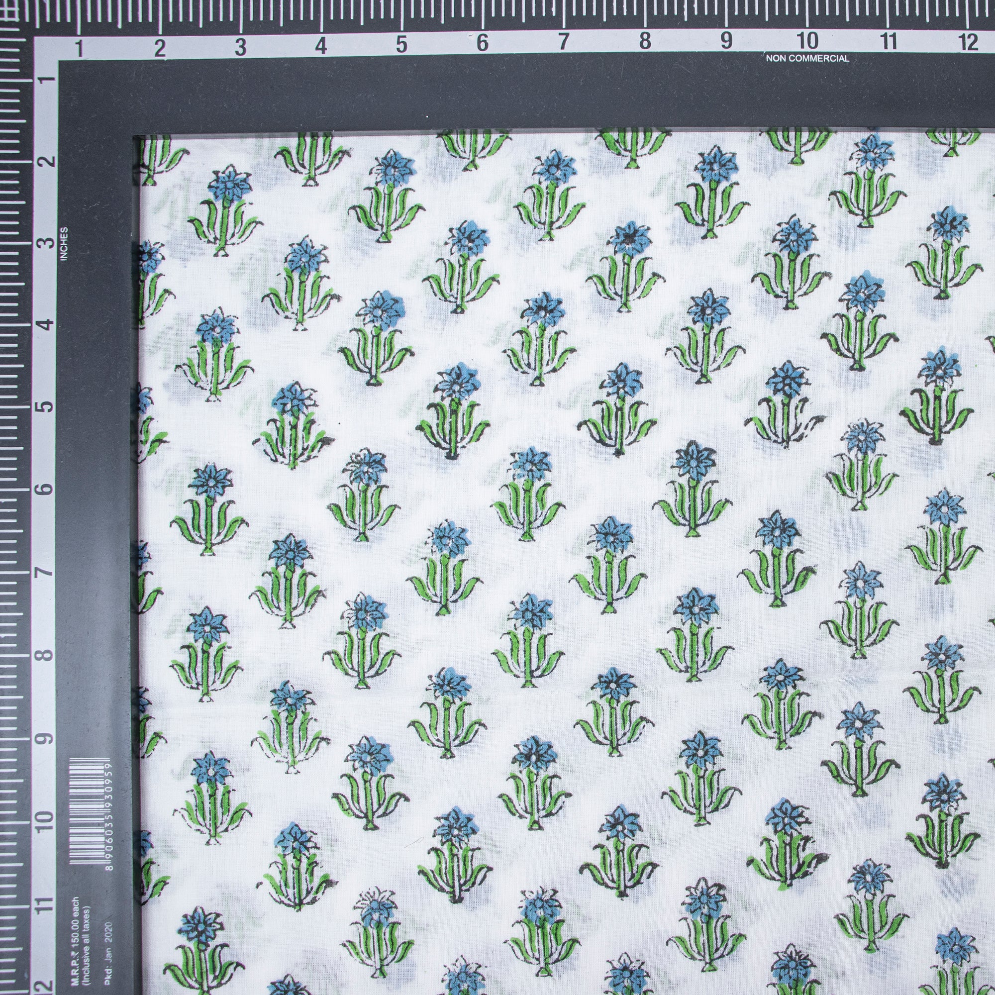 Classic Buti Indian Handmade Block Print Cotton Fabric for Women's Clothing