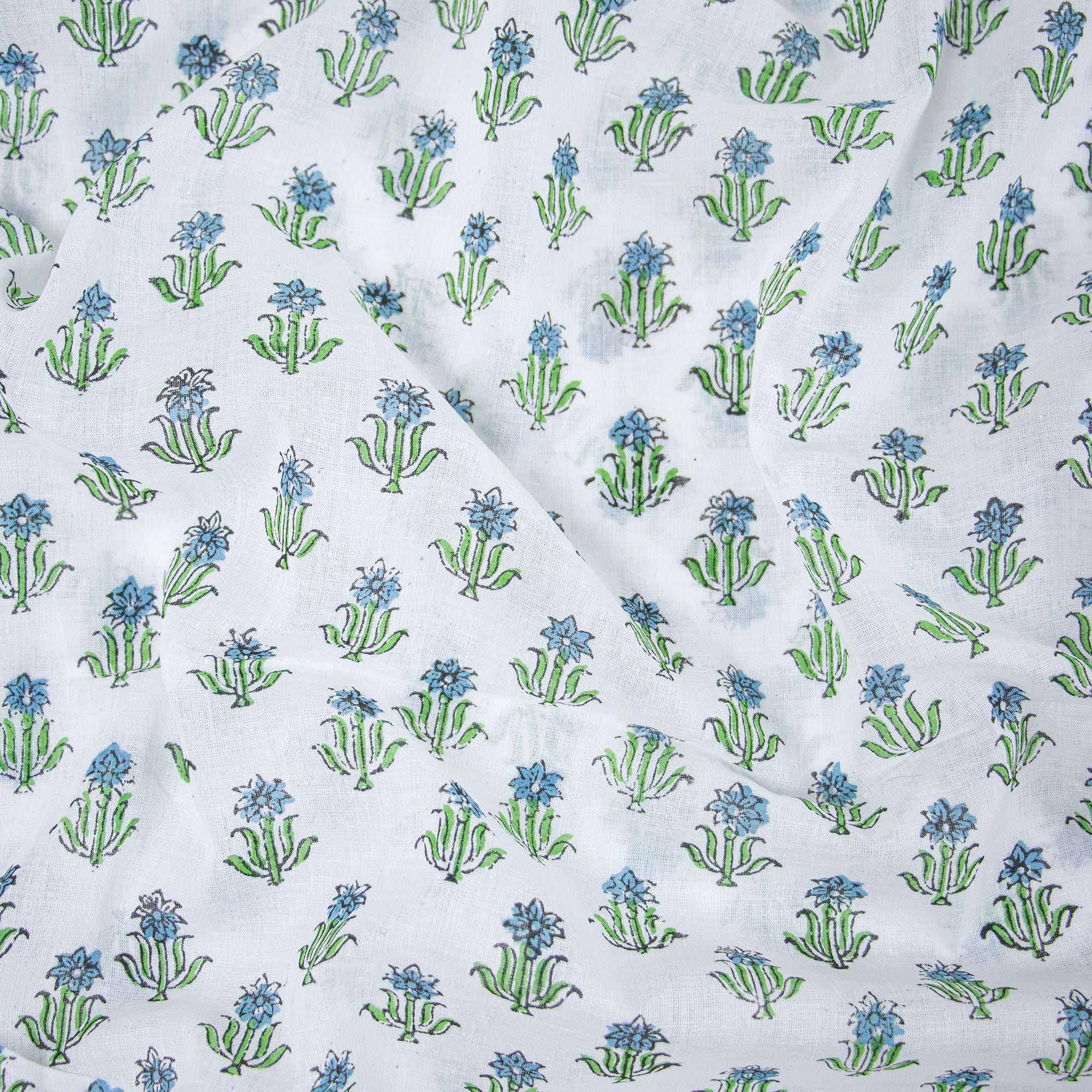 Classic Buti Indian Handmade Block Print Cotton Fabric for Women's Clothing - Image 3