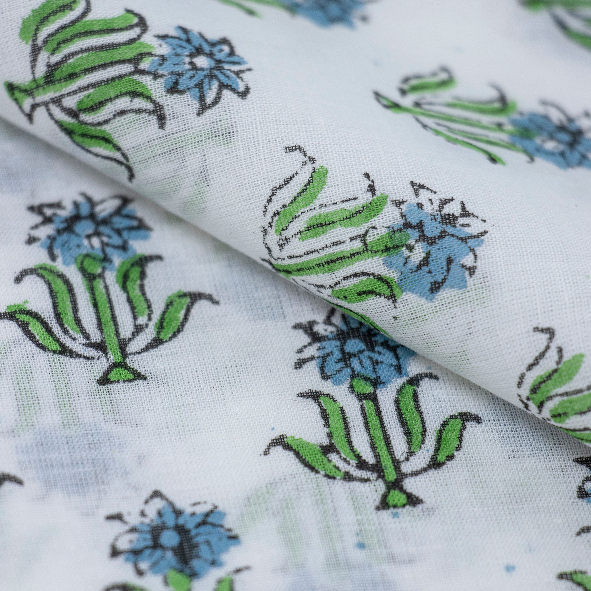 Classic Buti Indian Handmade Block Print Cotton Fabric for Women's Clothing - Image 4