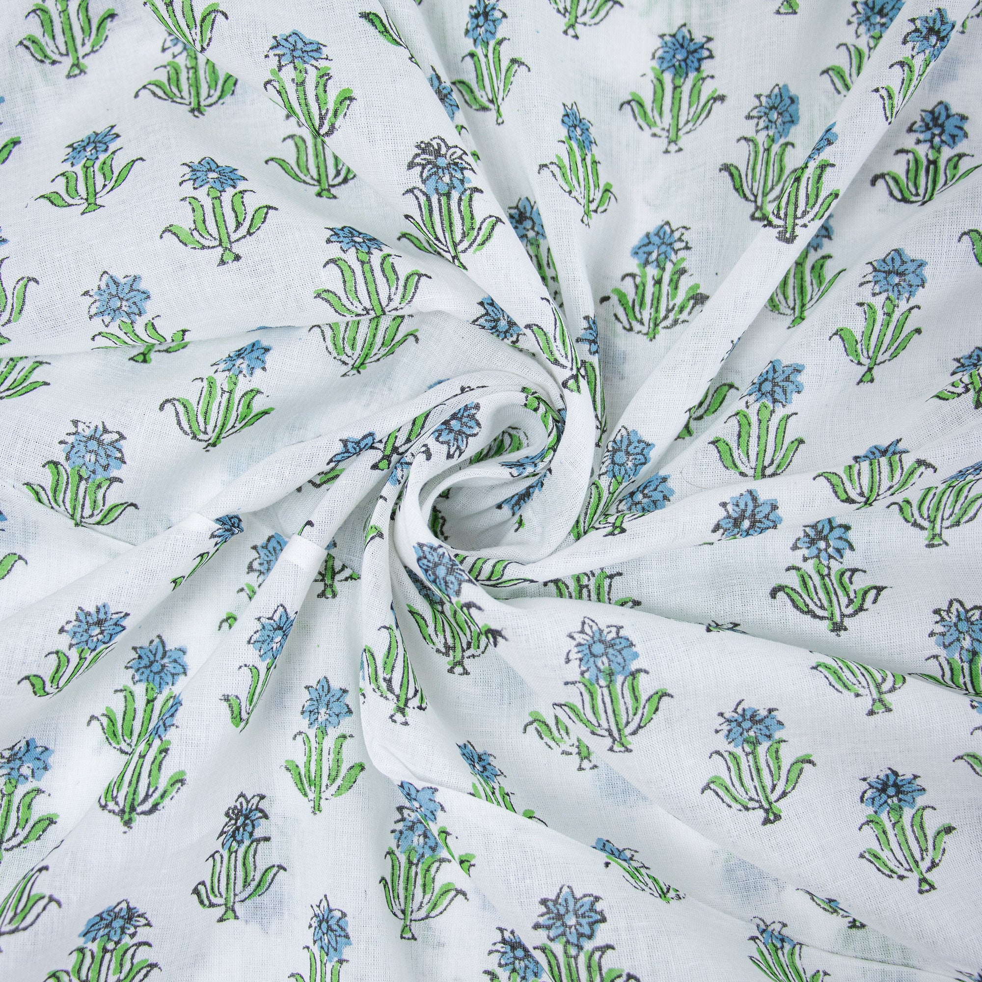 Classic Buti Indian Handmade Block Print Cotton Fabric for Women's Clothing - Image 5