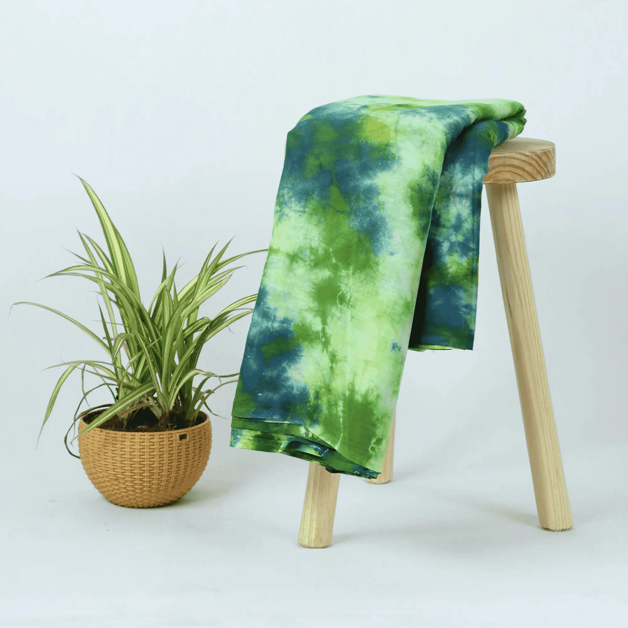 Premium Quality Green Tie Dye Indian Handmade Cotton Fabric