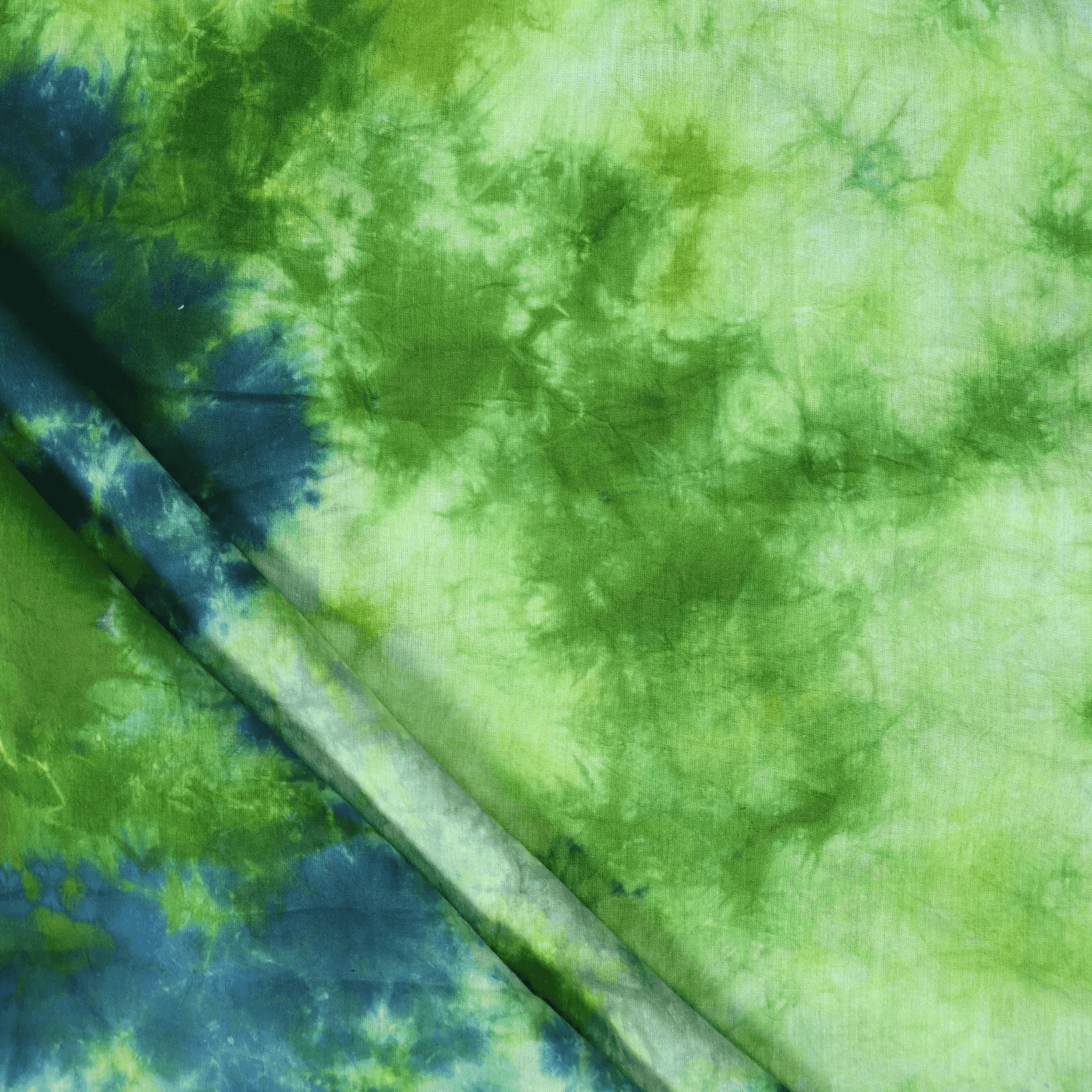 Premium Quality Green Tie Dye Indian Handmade Cotton Fabric - Image 3