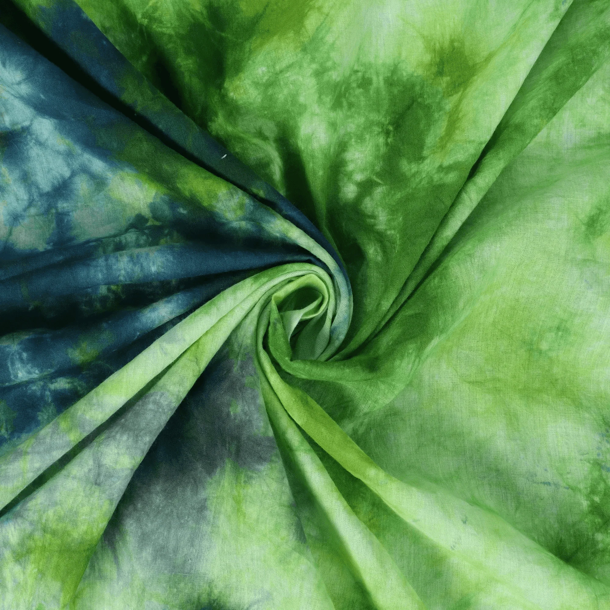 Premium Quality Green Tie Dye Indian Handmade Cotton Fabric - Image 4