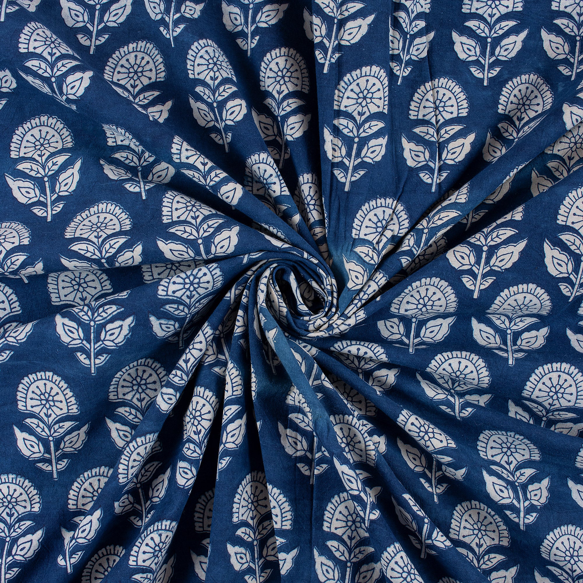 Handmade Indigo Blue Pure Cotton Fabric - Image 2
