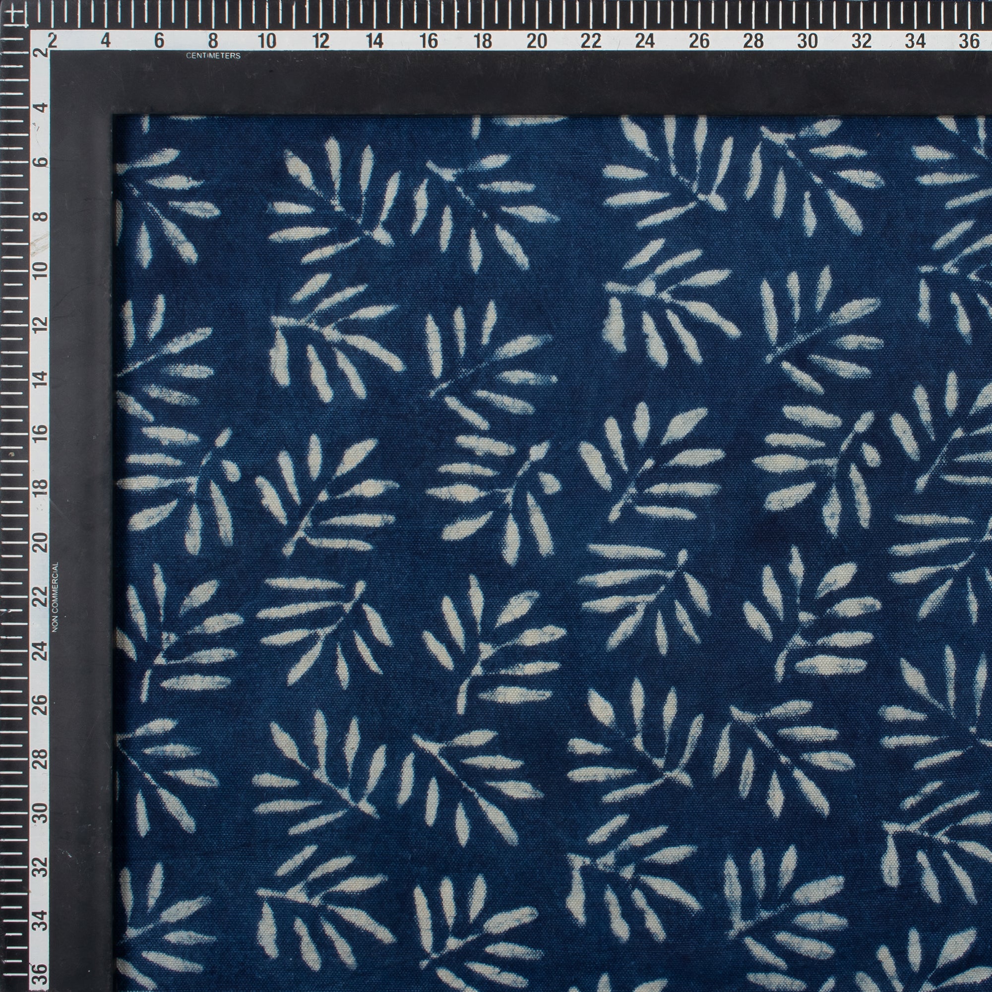 Decorative Hand Blocked Leaf Printed Canvas Quilted Fabric - Image 5