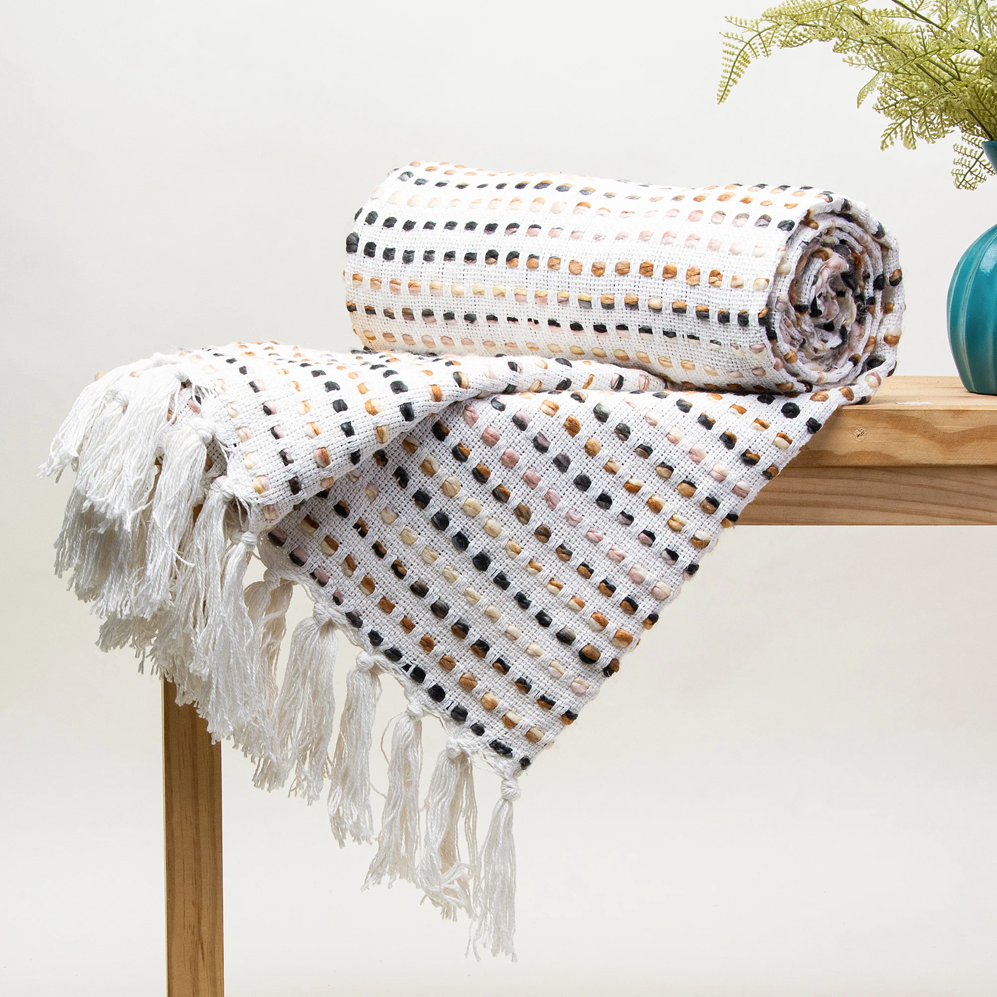 Handmade Pure Cotton Woven Throw Blanket - Image 6