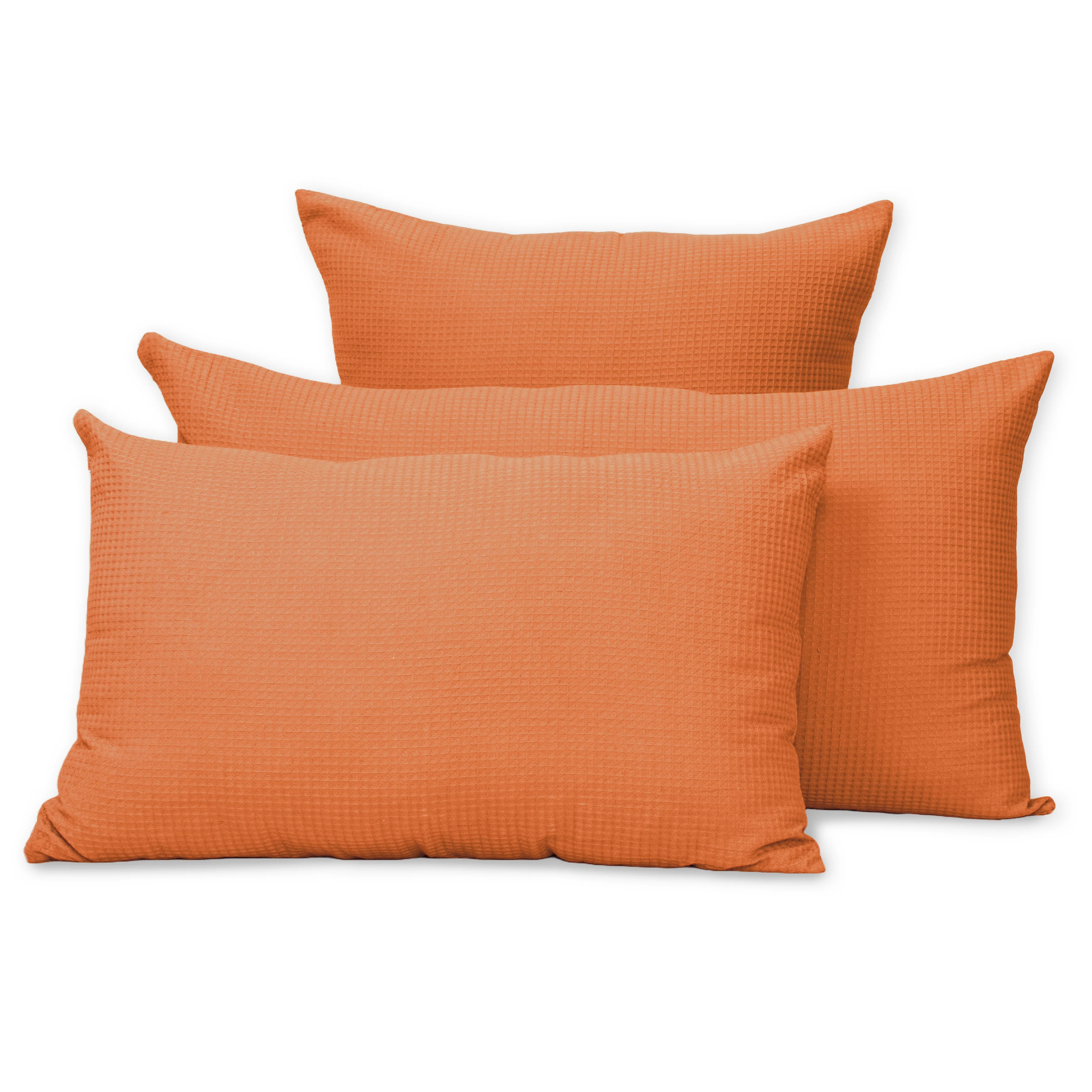 Handmade Orange Cotton Waffle Couch Cushion Cover - Image 4