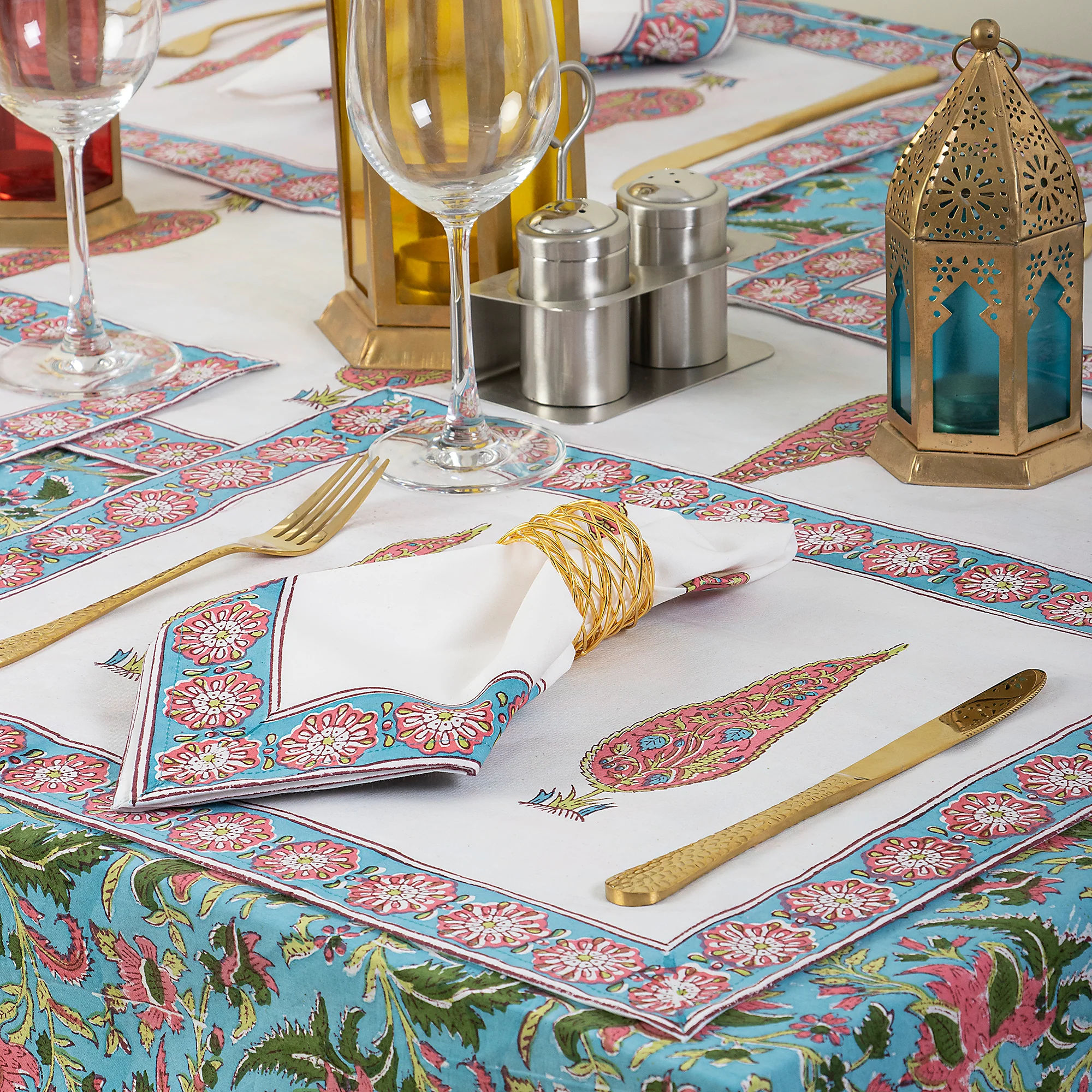 Handmade Floral Indian Cotton Table Covers - Image 2