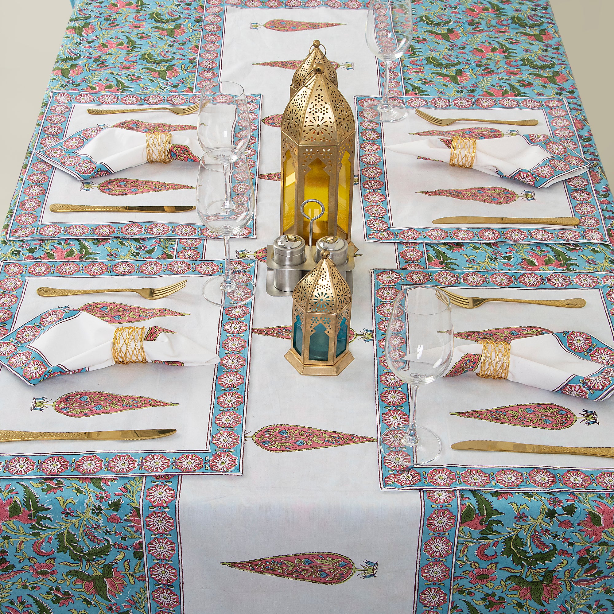 Handmade Floral Indian Cotton Table Covers - Image 3
