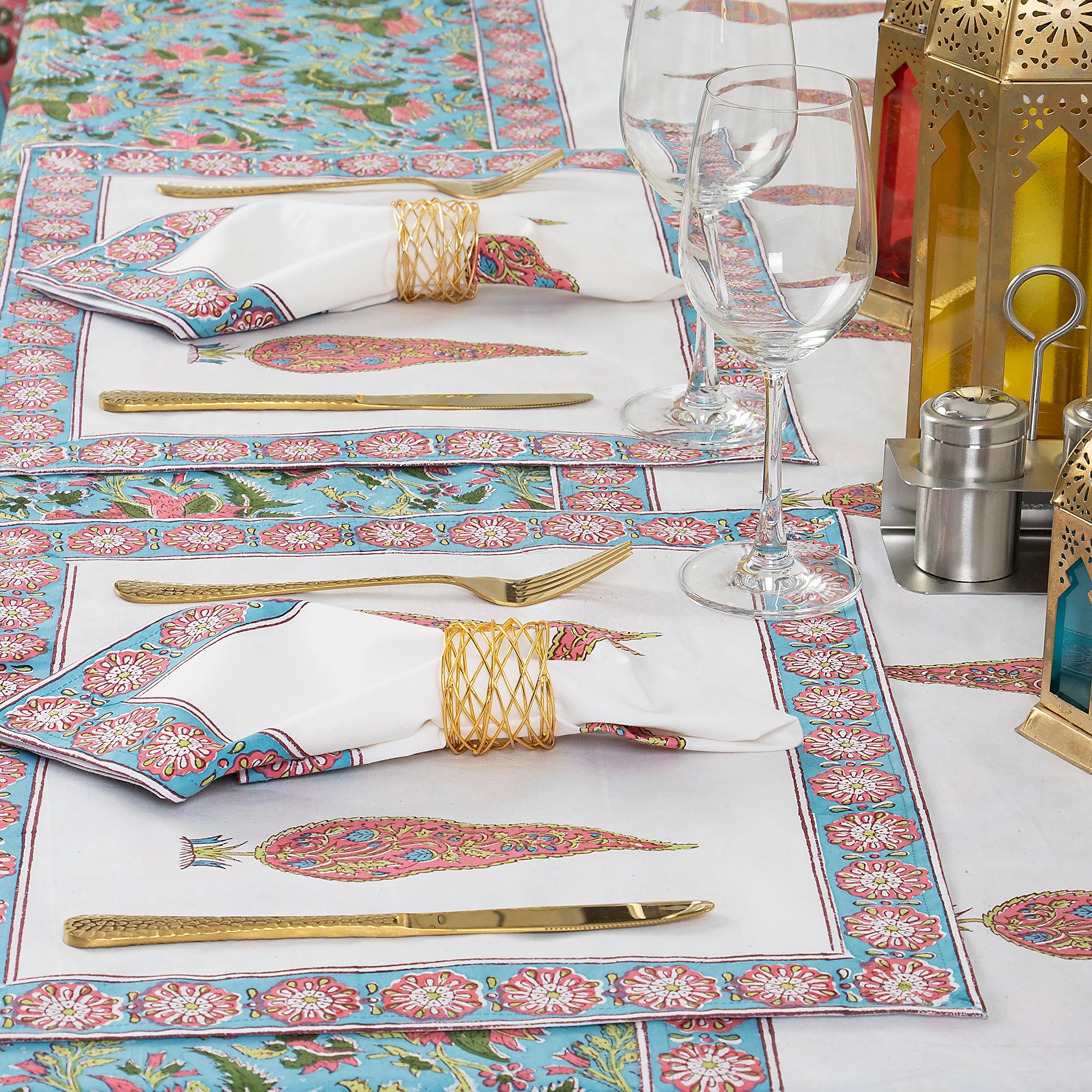 Handmade Floral Indian Cotton Table Covers - Image 4