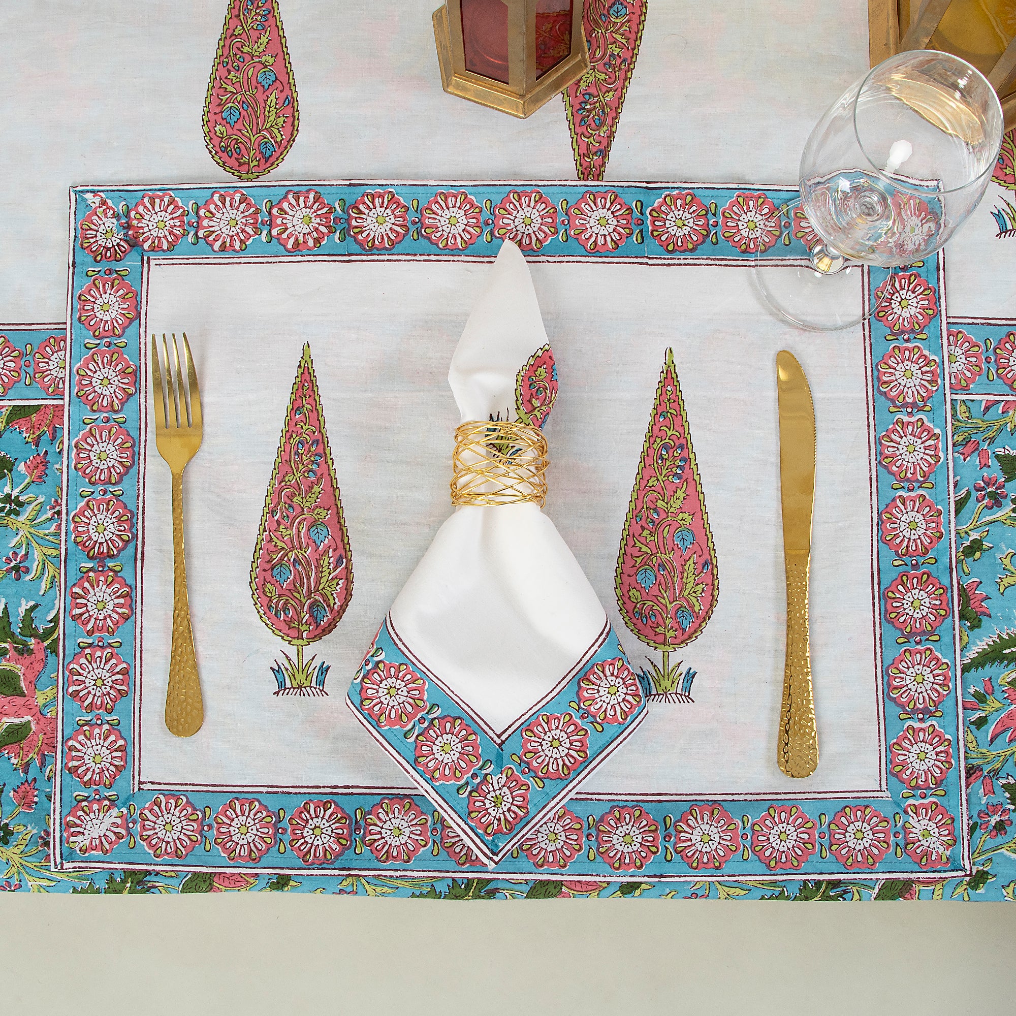 Handmade Floral Indian Cotton Table Covers - Image 5