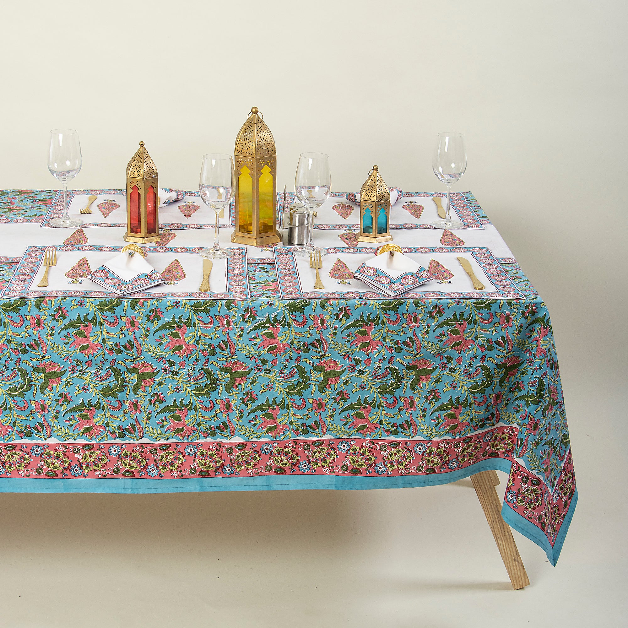 Handmade Floral Indian Cotton Table Covers - Image 7
