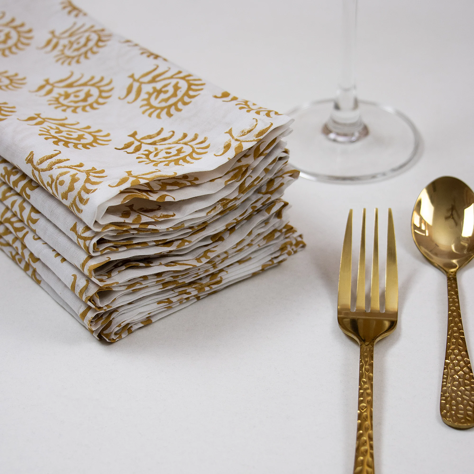 Floral Indian Handmade Block Printed Pure Cotton Home Decor Napkins - Image 5