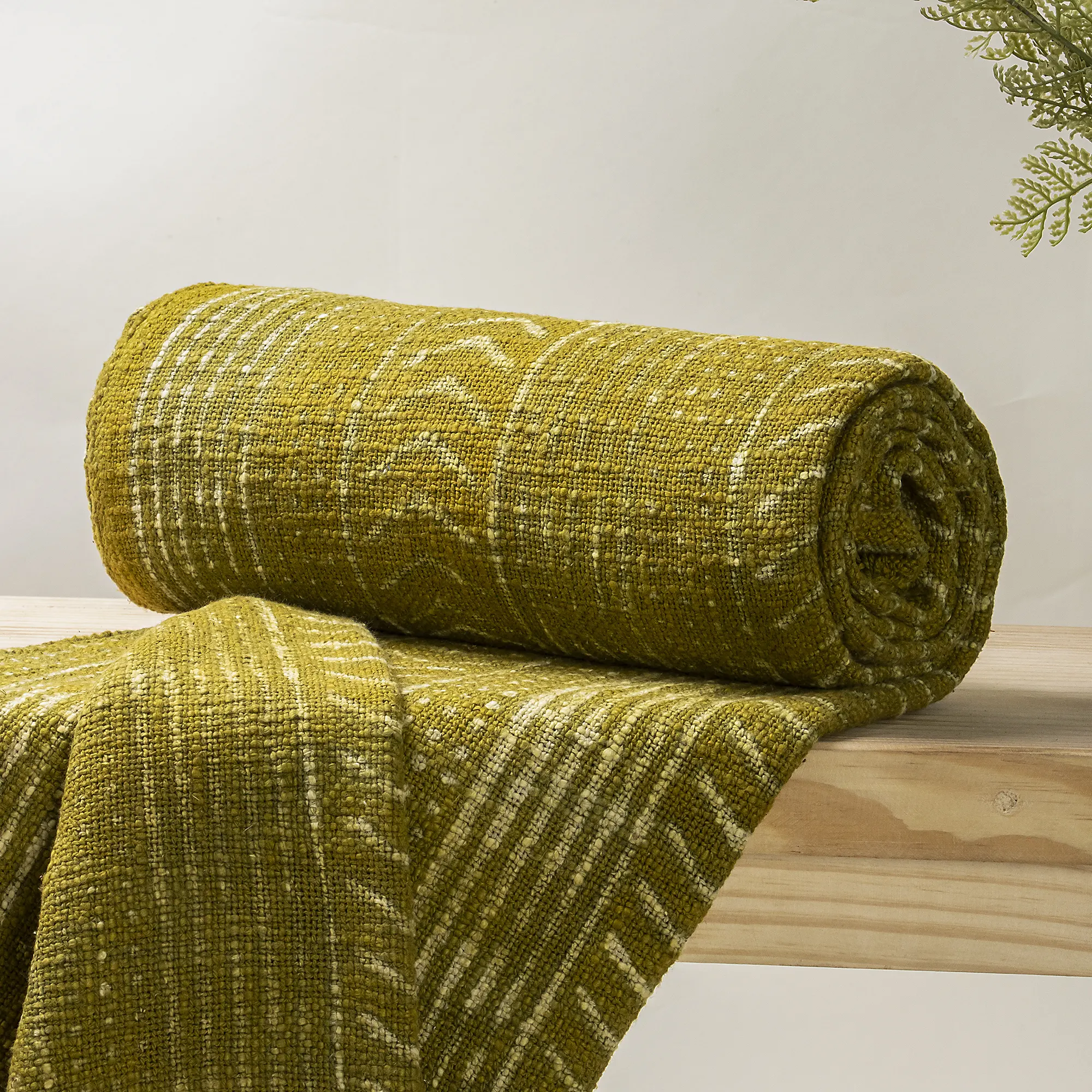 Organic Floral Green Hand Block Printed Pure Cotton Chair Throw Blanket - Image 3