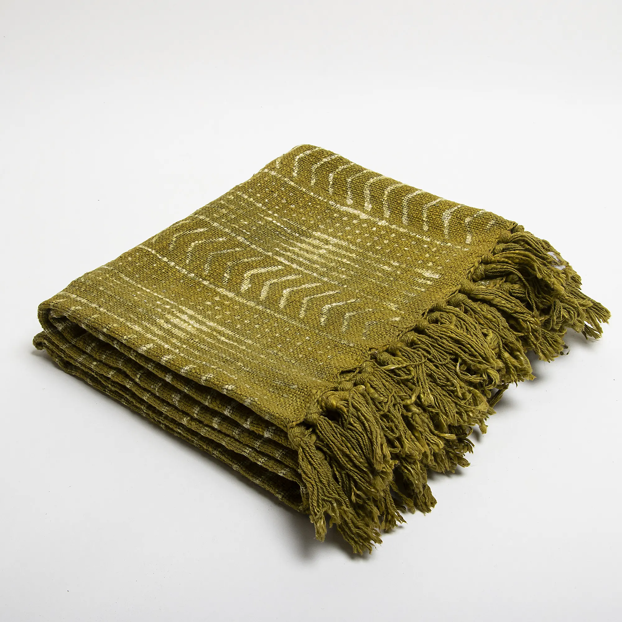 Organic Floral Green Hand Block Printed Pure Cotton Chair Throw Blanket - Image 5