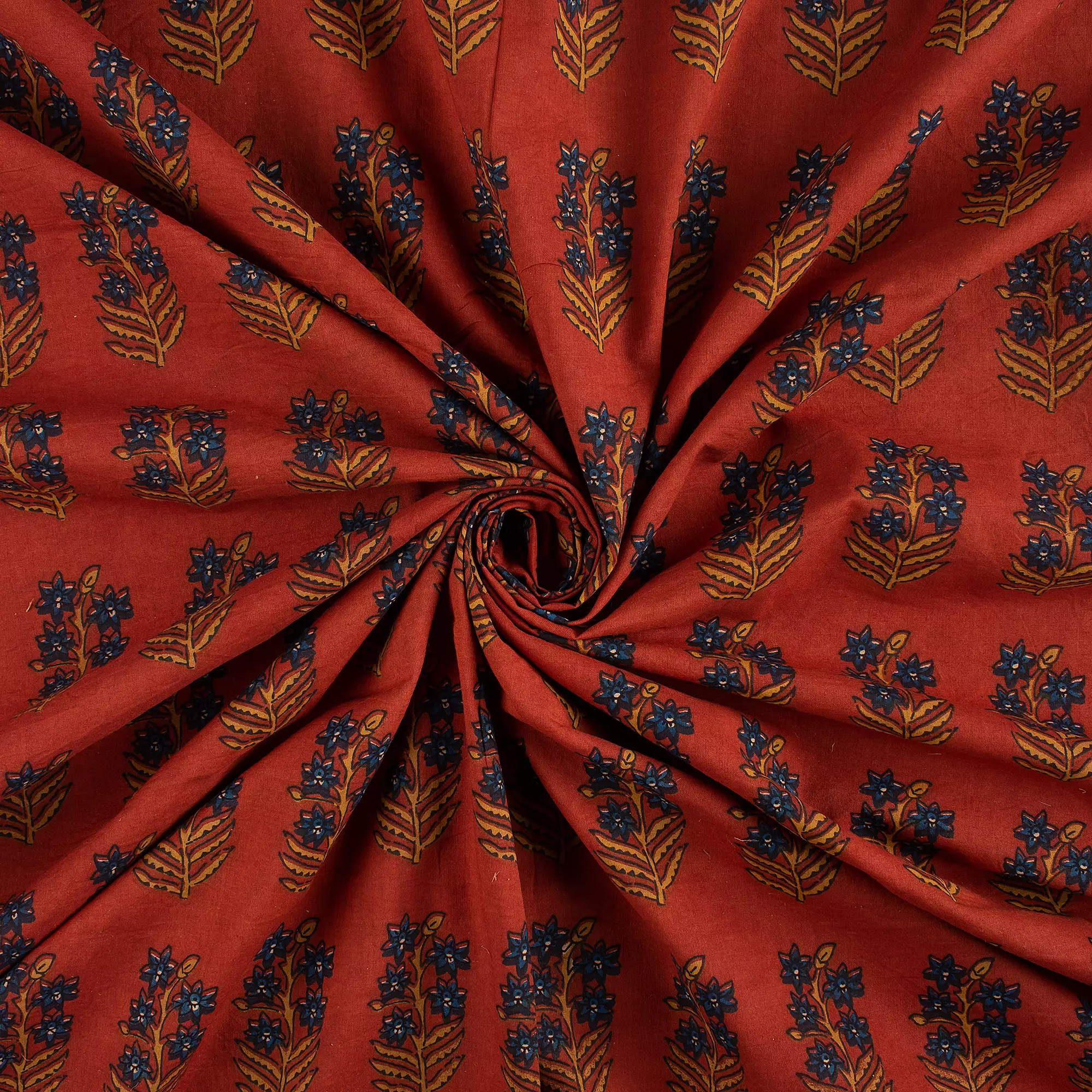 Handmade Floral Bagru Printed Fabric - Image 4
