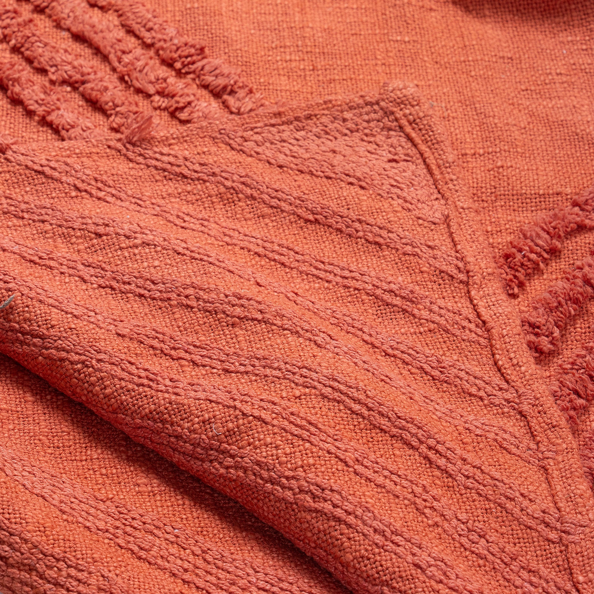 Handmade Solid Orange Cotton Tufted Throw Blanket - Image 7