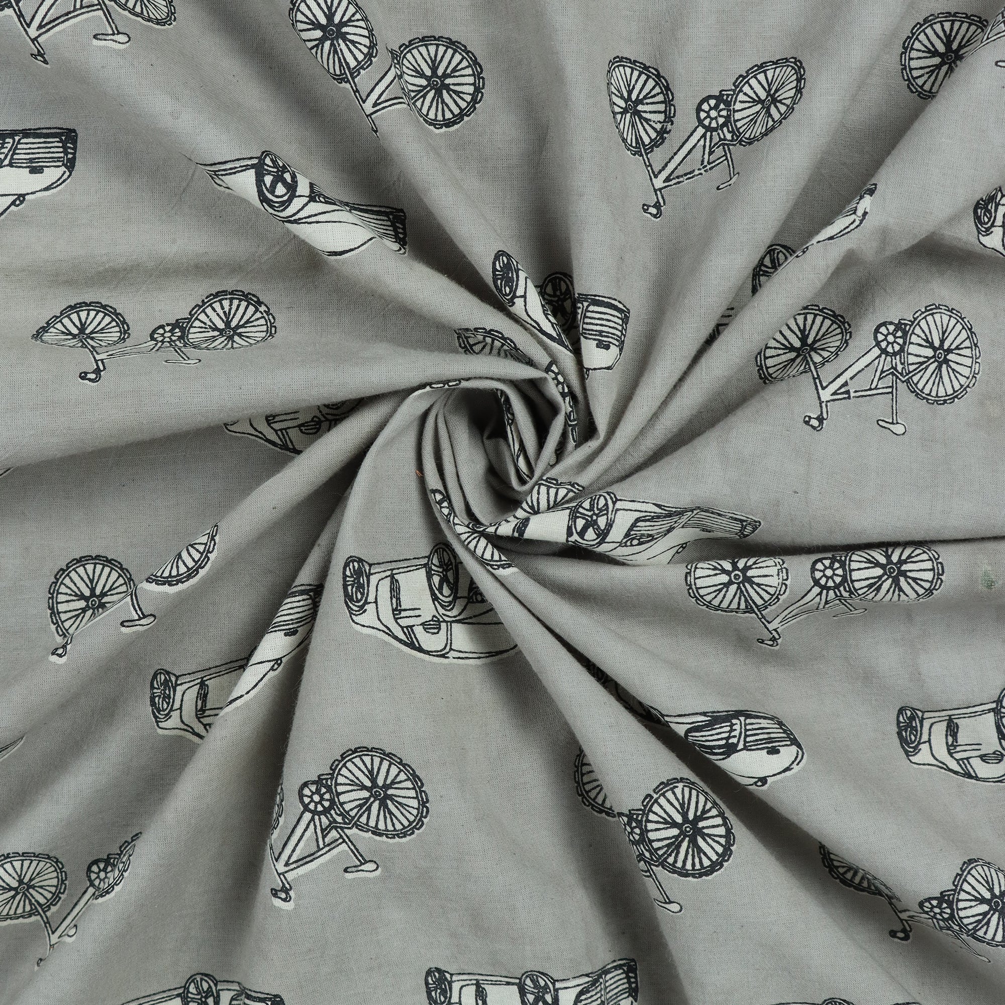 Handmade Vehicle Print Kashish Cotton Fabric - Image 4