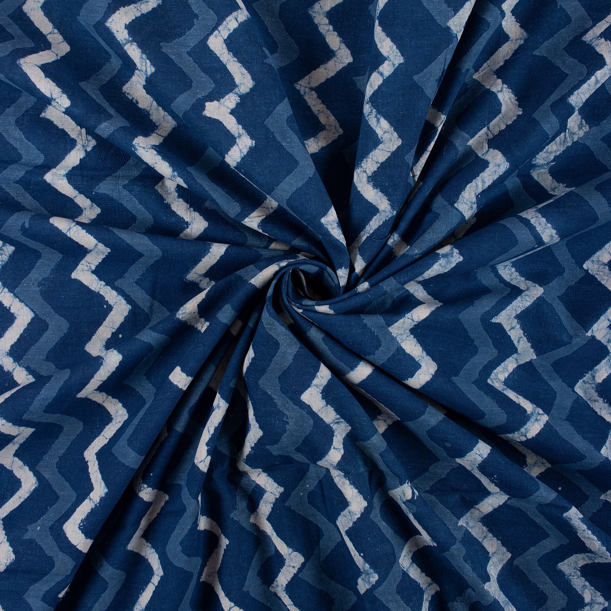 Handmade Zig Zag Indigo Fabric - Image 2