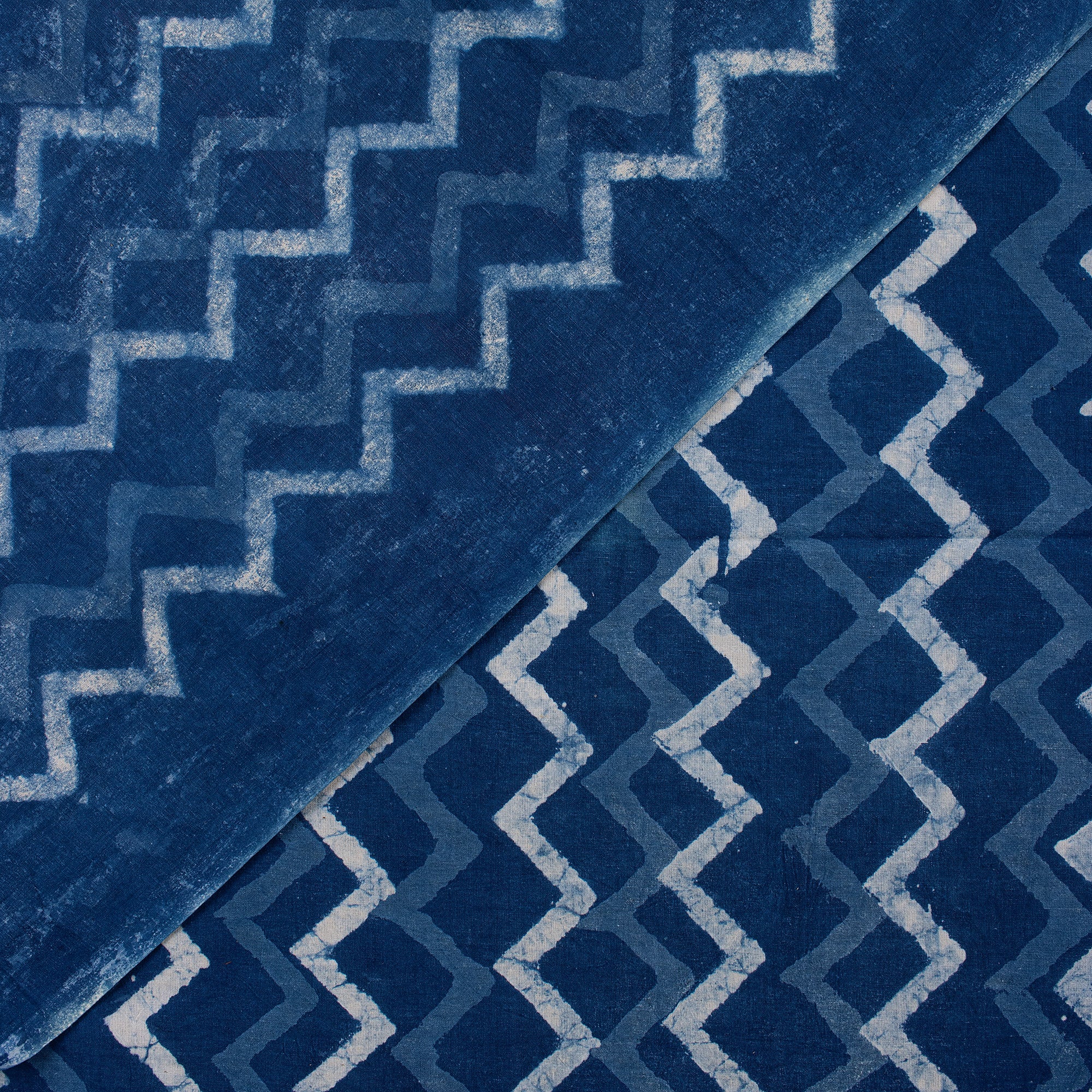 Handmade Zig Zag Indigo Fabric - Image 6