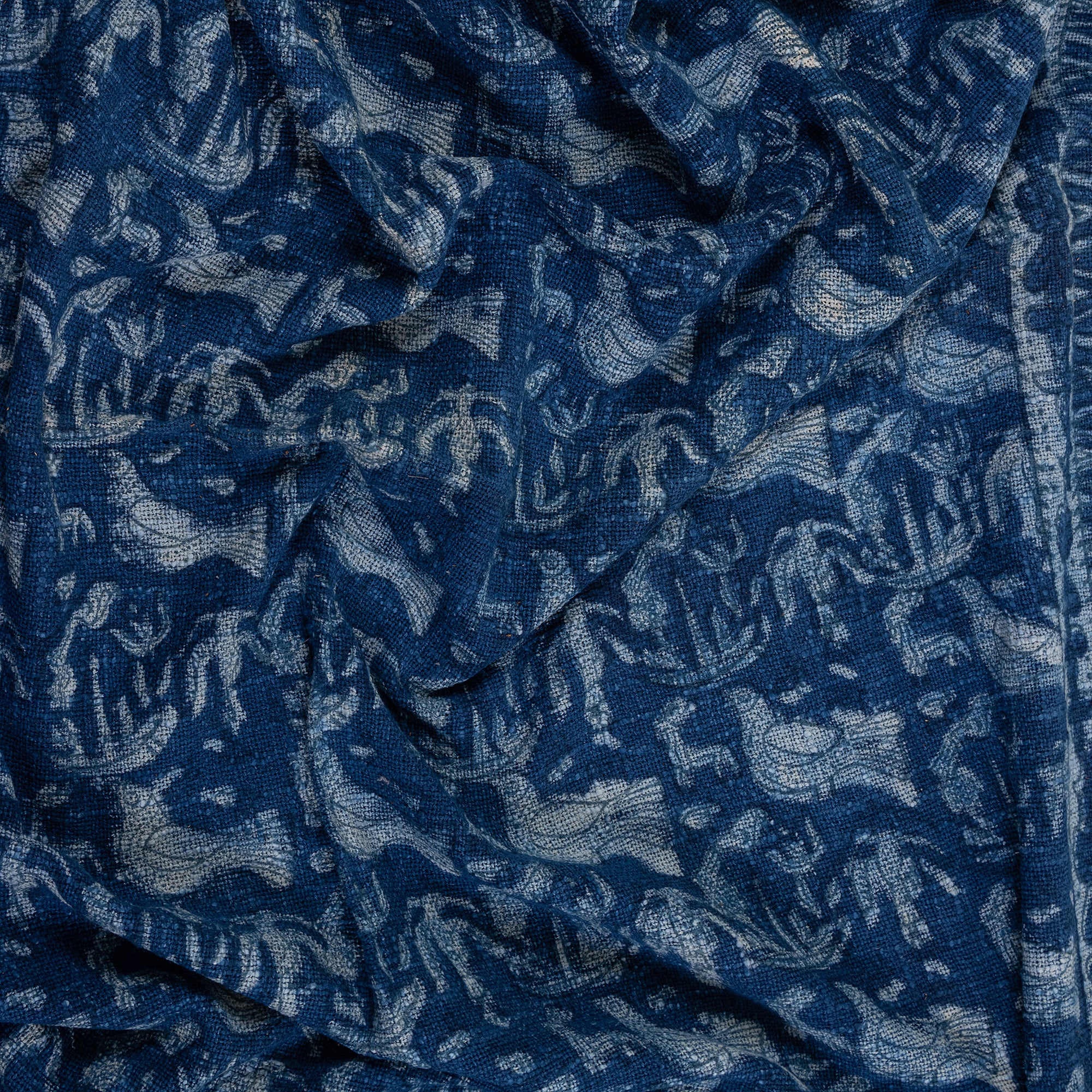 Stylish Indian Hand Block Bird Print Cotton Blue Throw Blankets - Image 3