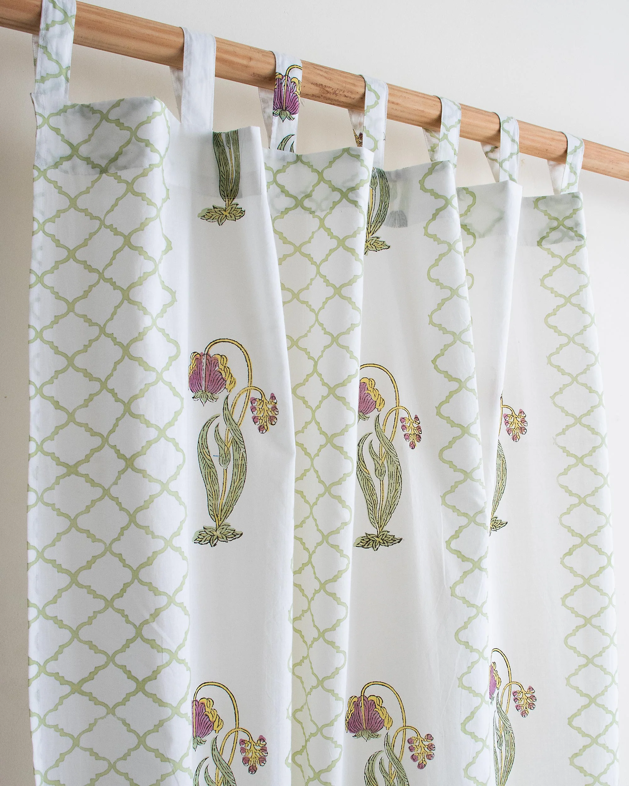 Boota Floral Block Printed Drapes for Bedroom