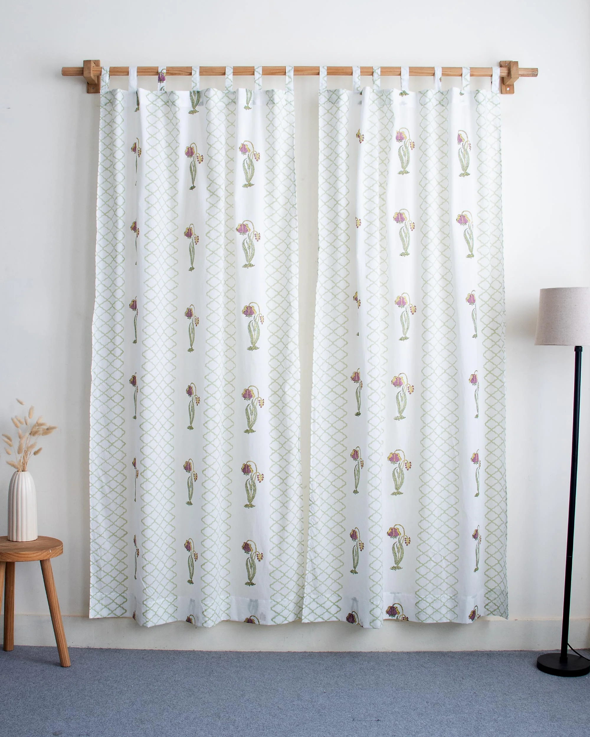 Boota Floral Block Printed Drapes for Bedroom - Image 2