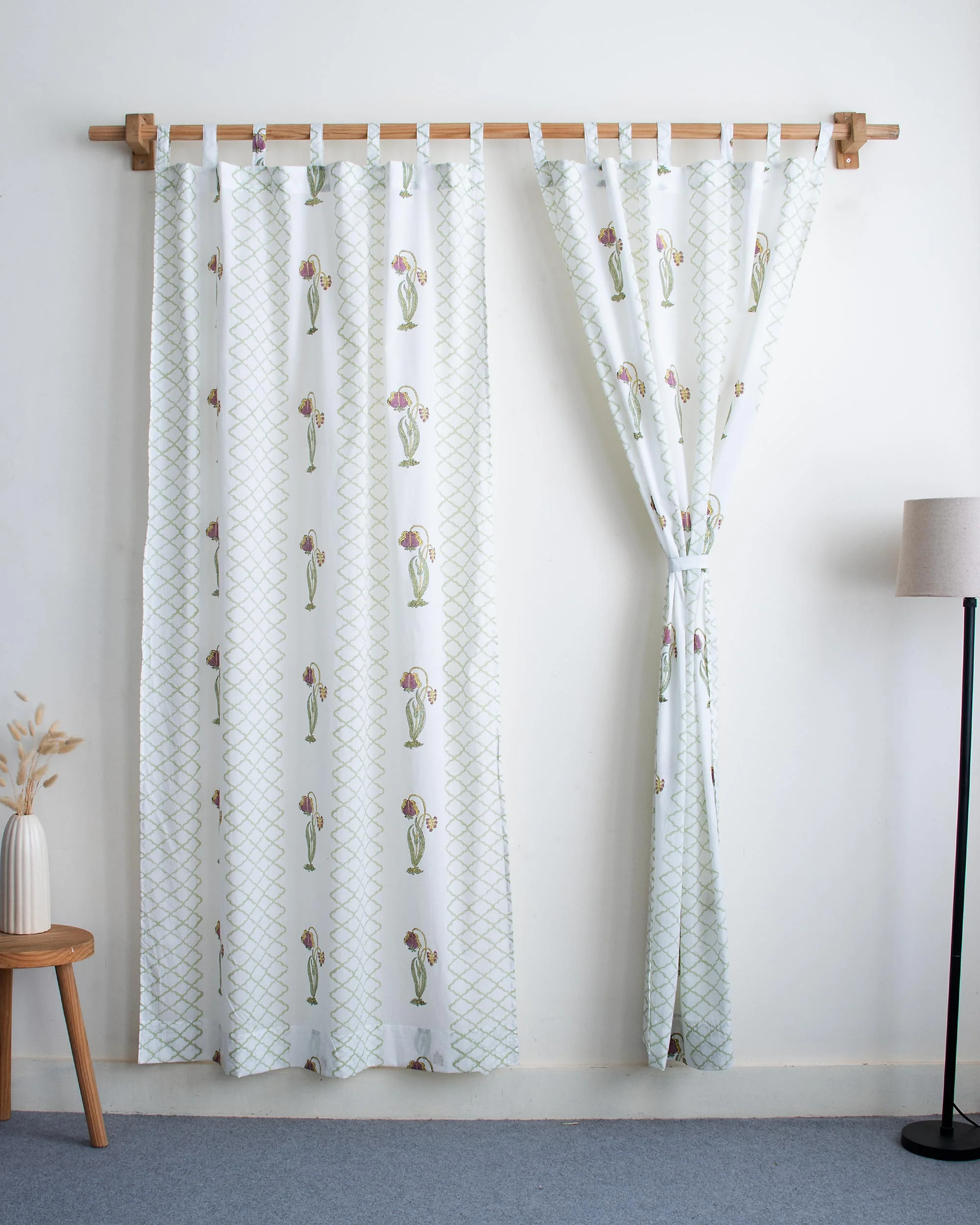 Boota Floral Block Printed Drapes for Bedroom - Image 3