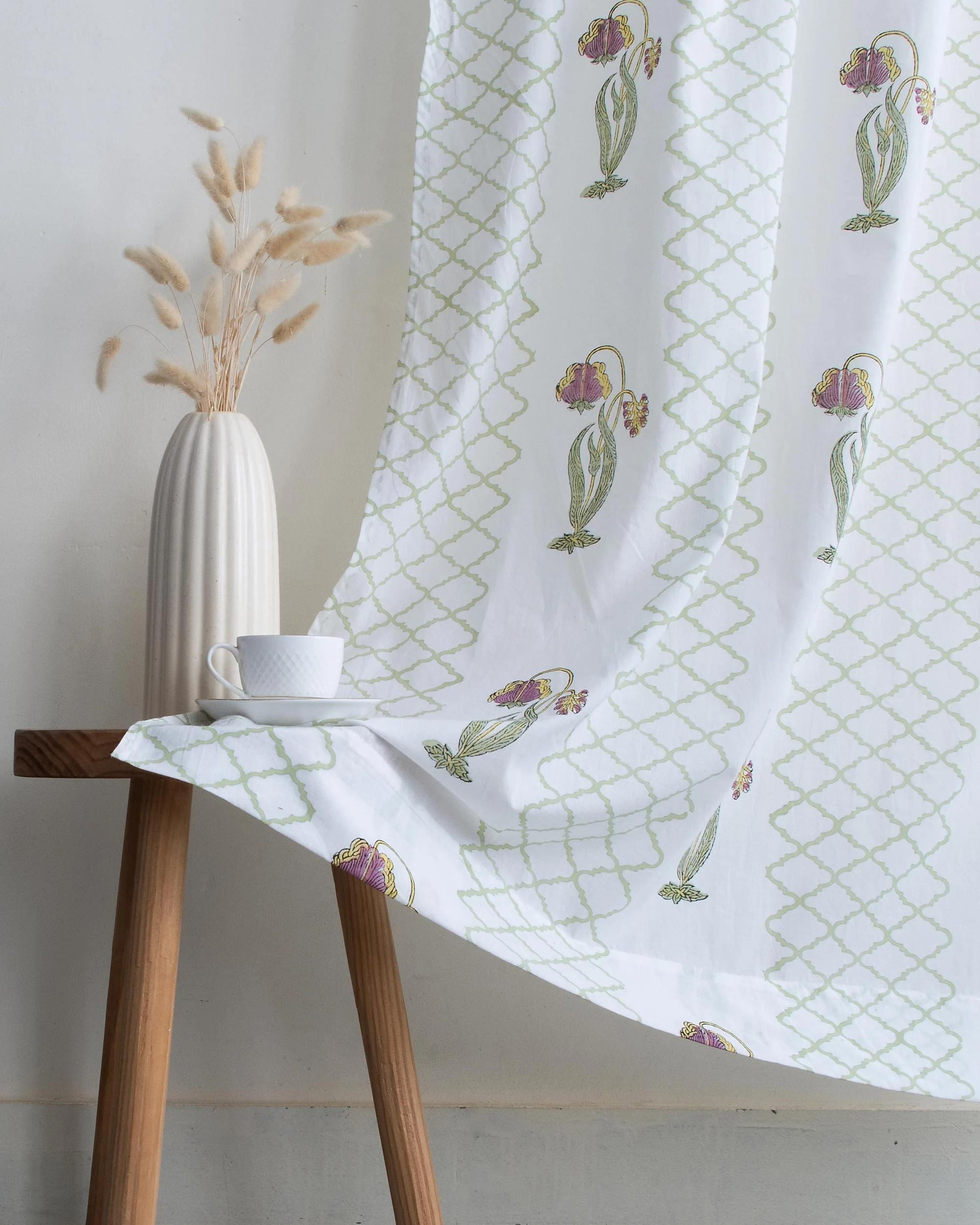 Boota Floral Block Printed Drapes for Bedroom - Image 4