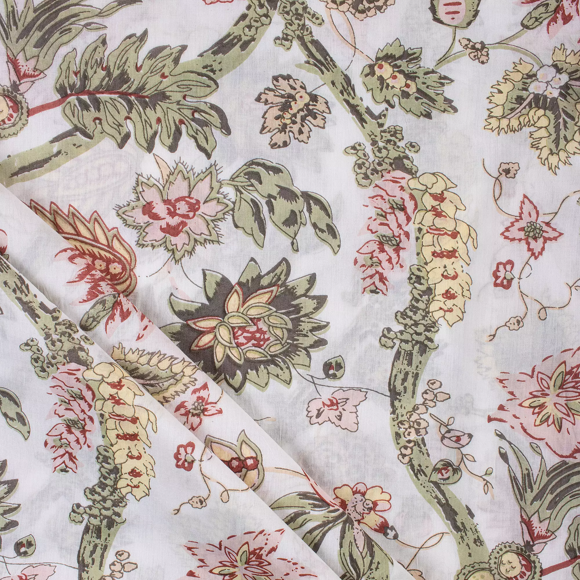 Floral Hand Block Printed Fabric