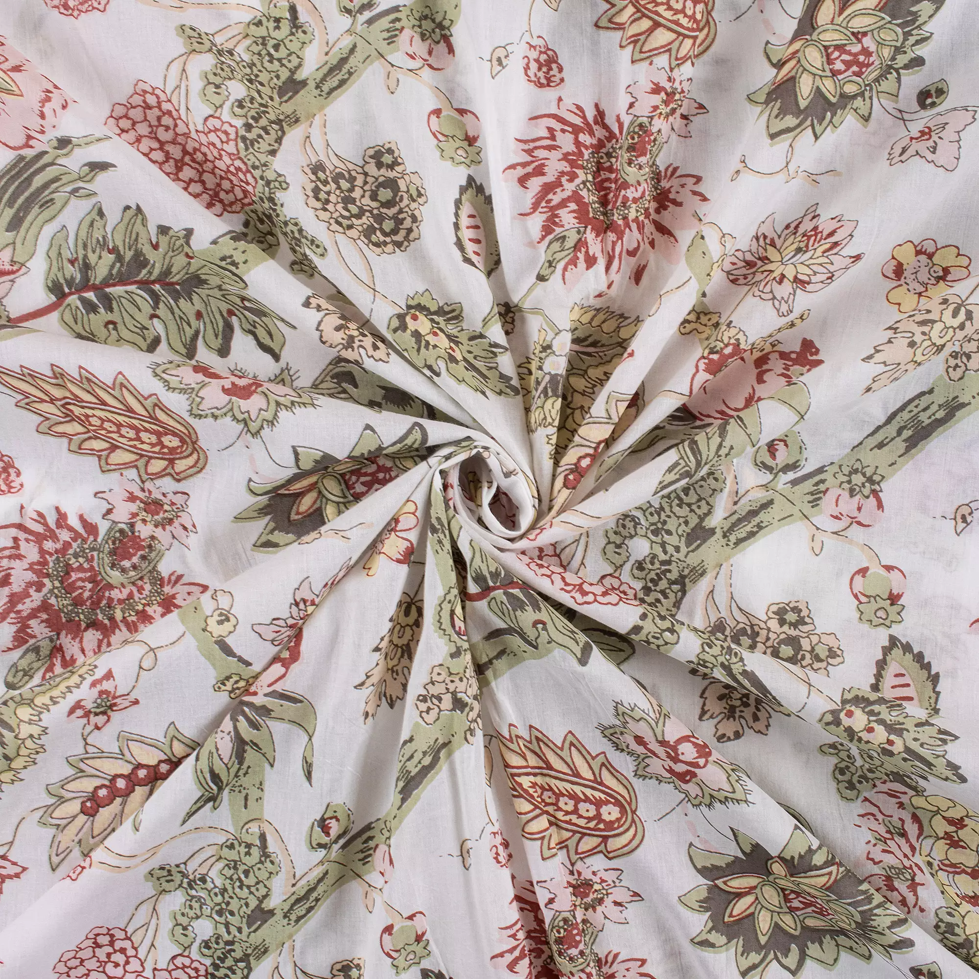 Floral Hand Block Printed Fabric - Image 4