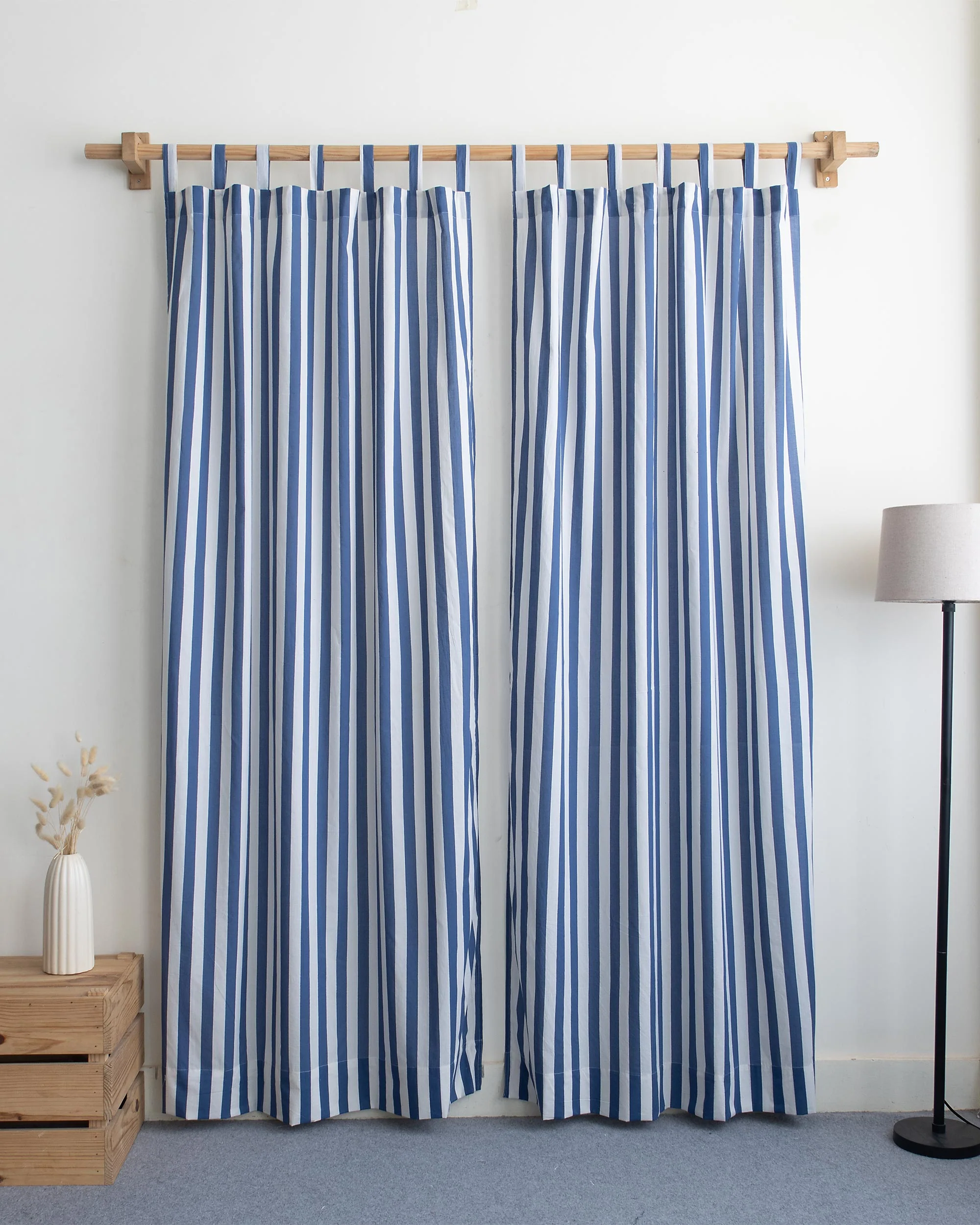 Handcrafted Striped Printed Cotton Curtains - Image 2