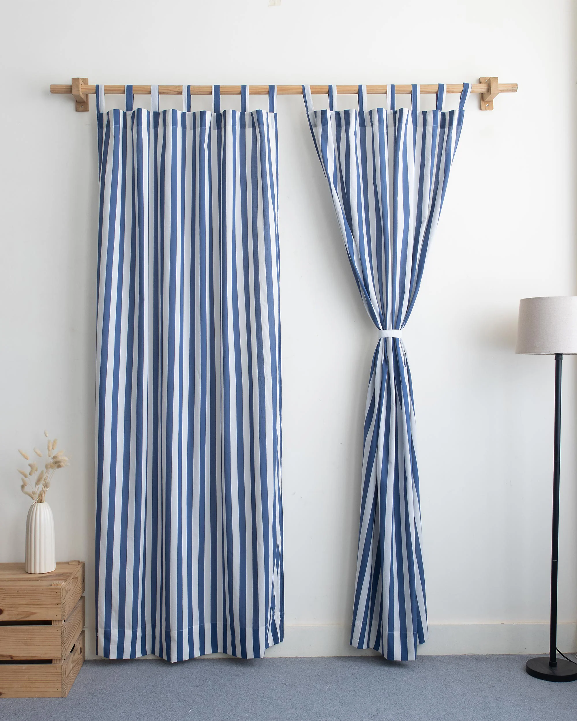 Handcrafted Striped Printed Cotton Curtains - Image 3