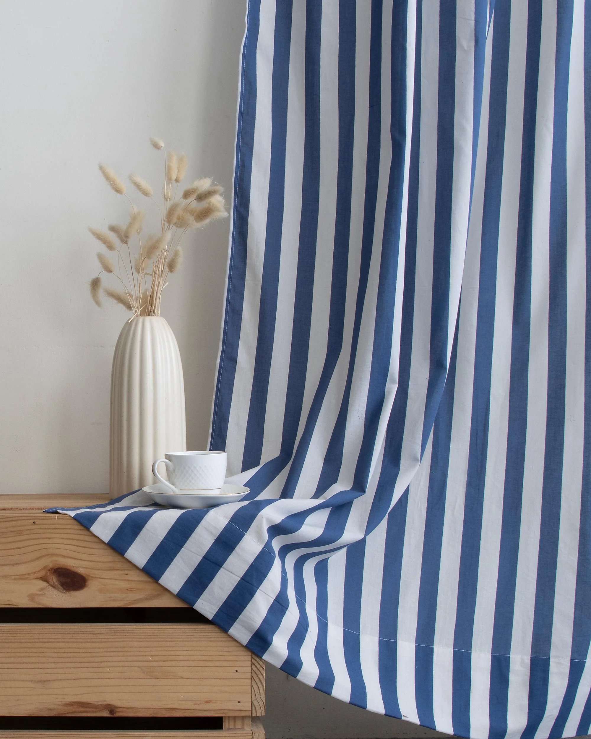 Handcrafted Striped Printed Cotton Curtains - Image 4