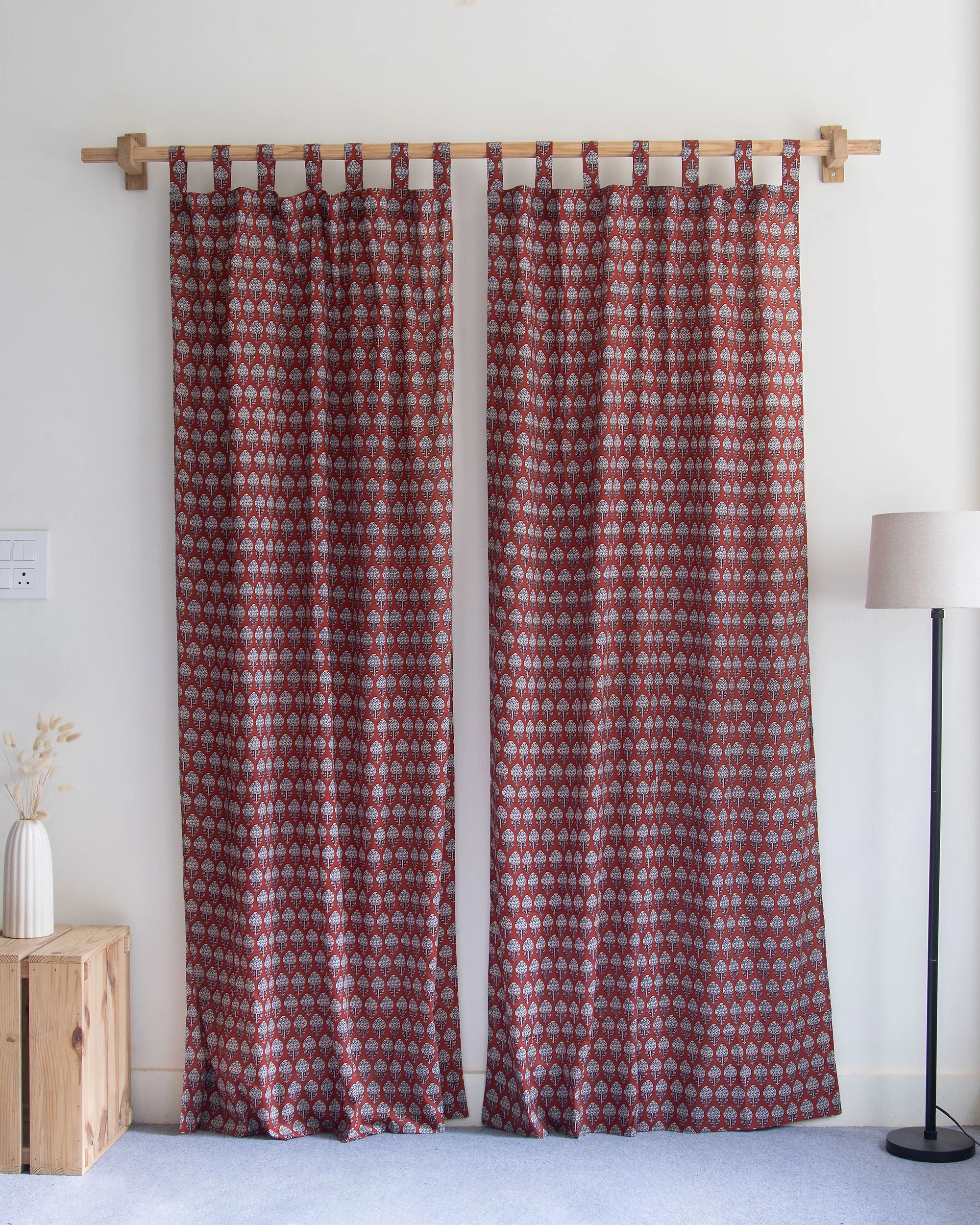 Premium Booti Block Printed Cotton Curtains - Image 2