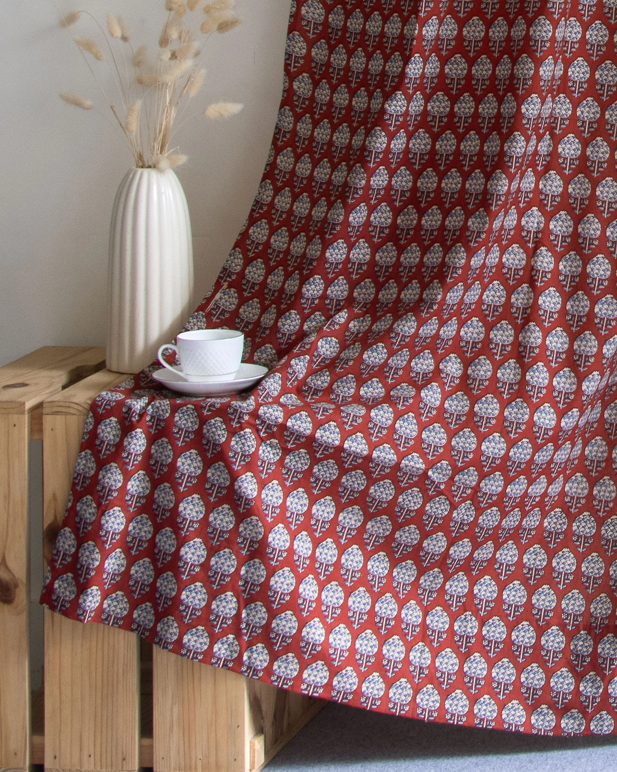 Premium Booti Block Printed Cotton Curtains - Image 4