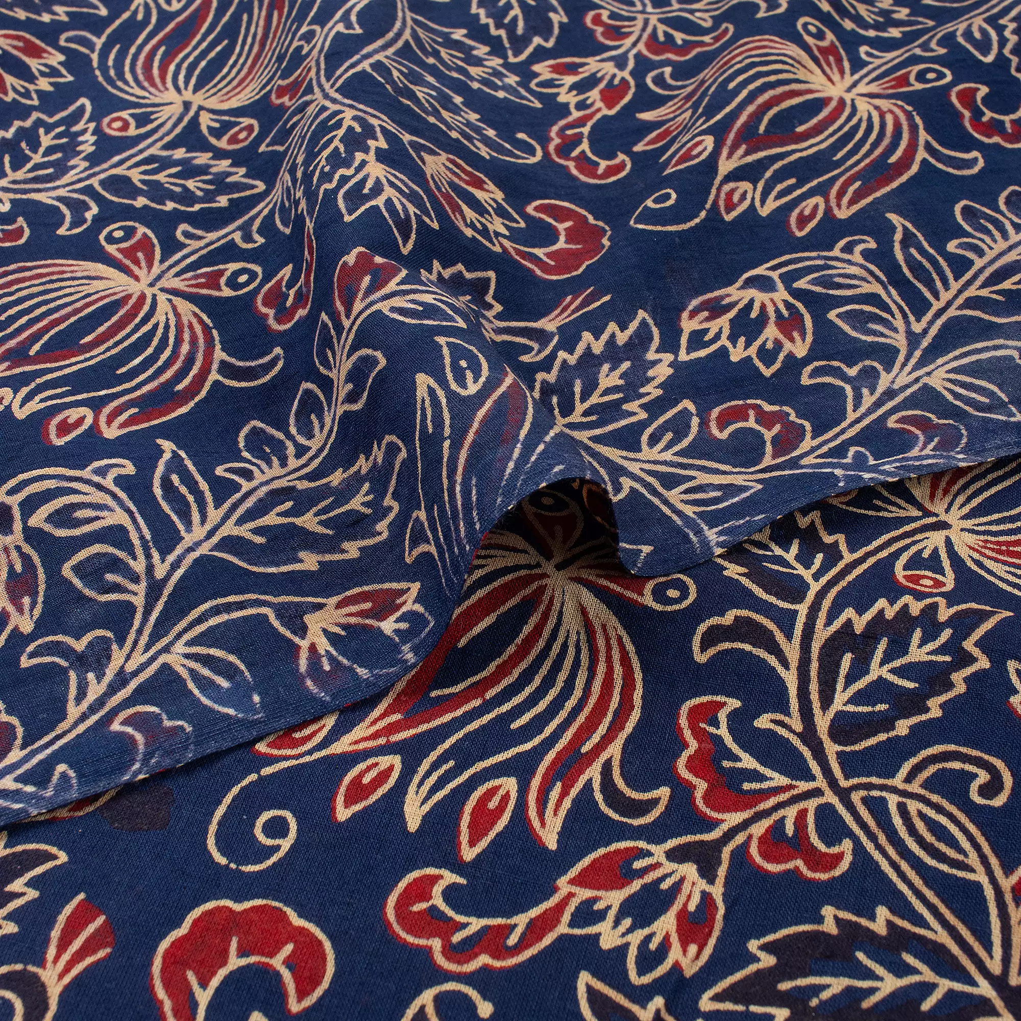 Ajrakh Floral Cotton Fabric For Dress - Image 2
