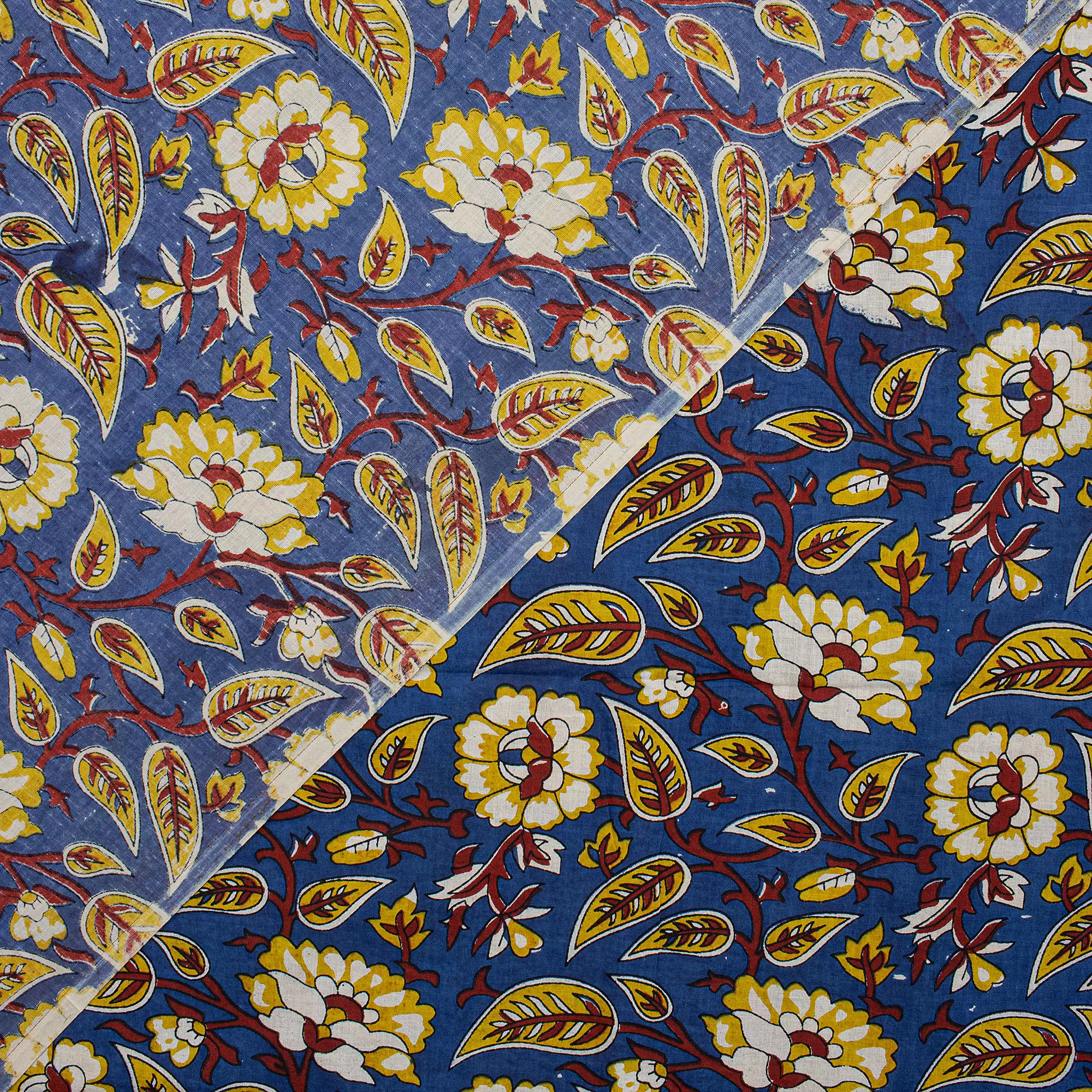 Indian Bagru Floral Hand Block Printed Fabric - Image 3