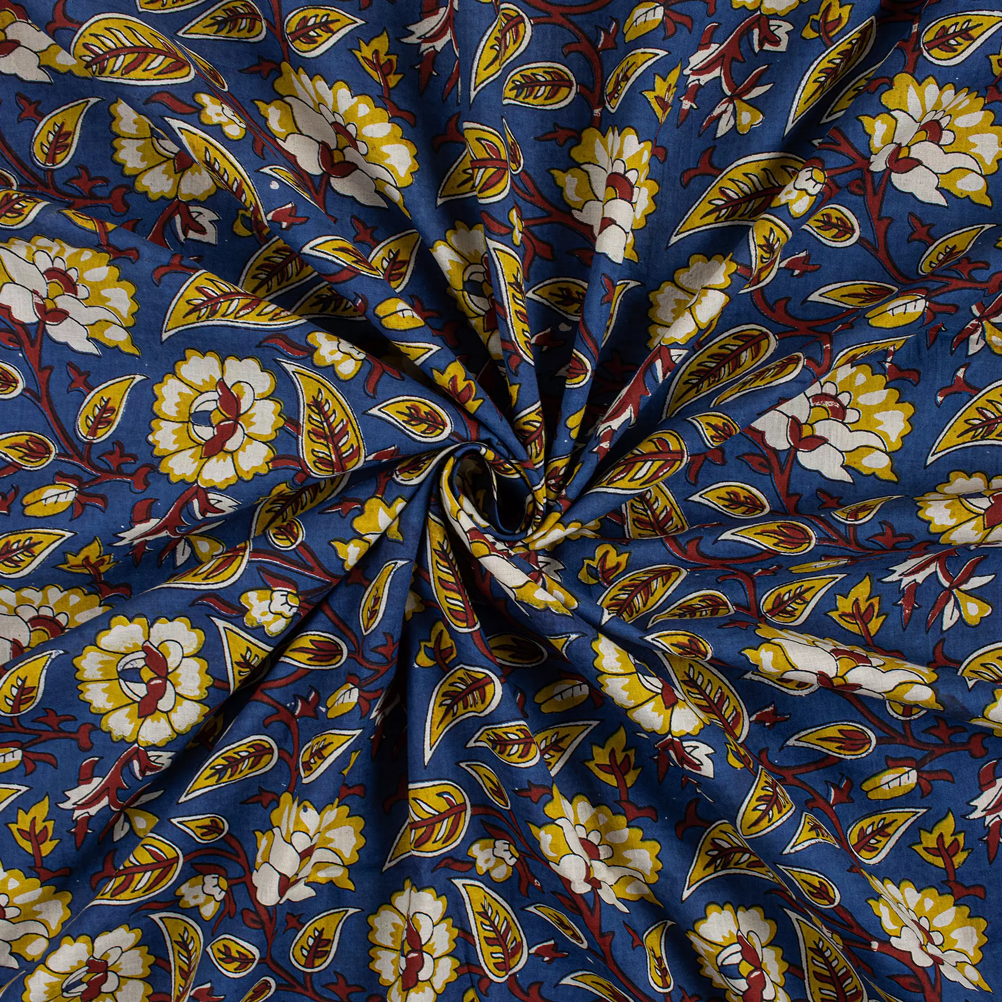 Indian Bagru Floral Hand Block Printed Fabric - Image 5