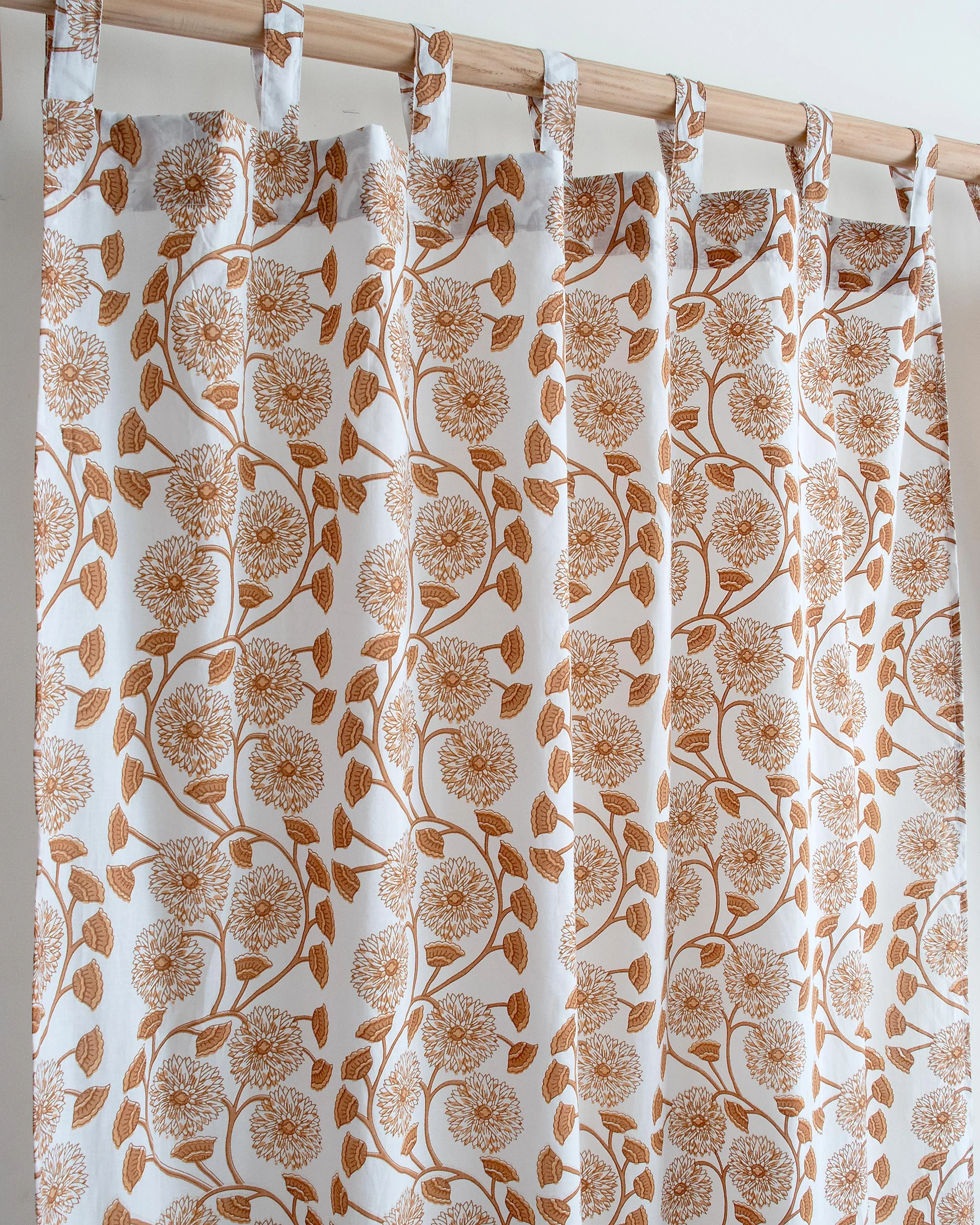 Indian Floral Block Printed Cotton Curtains for Dining Room