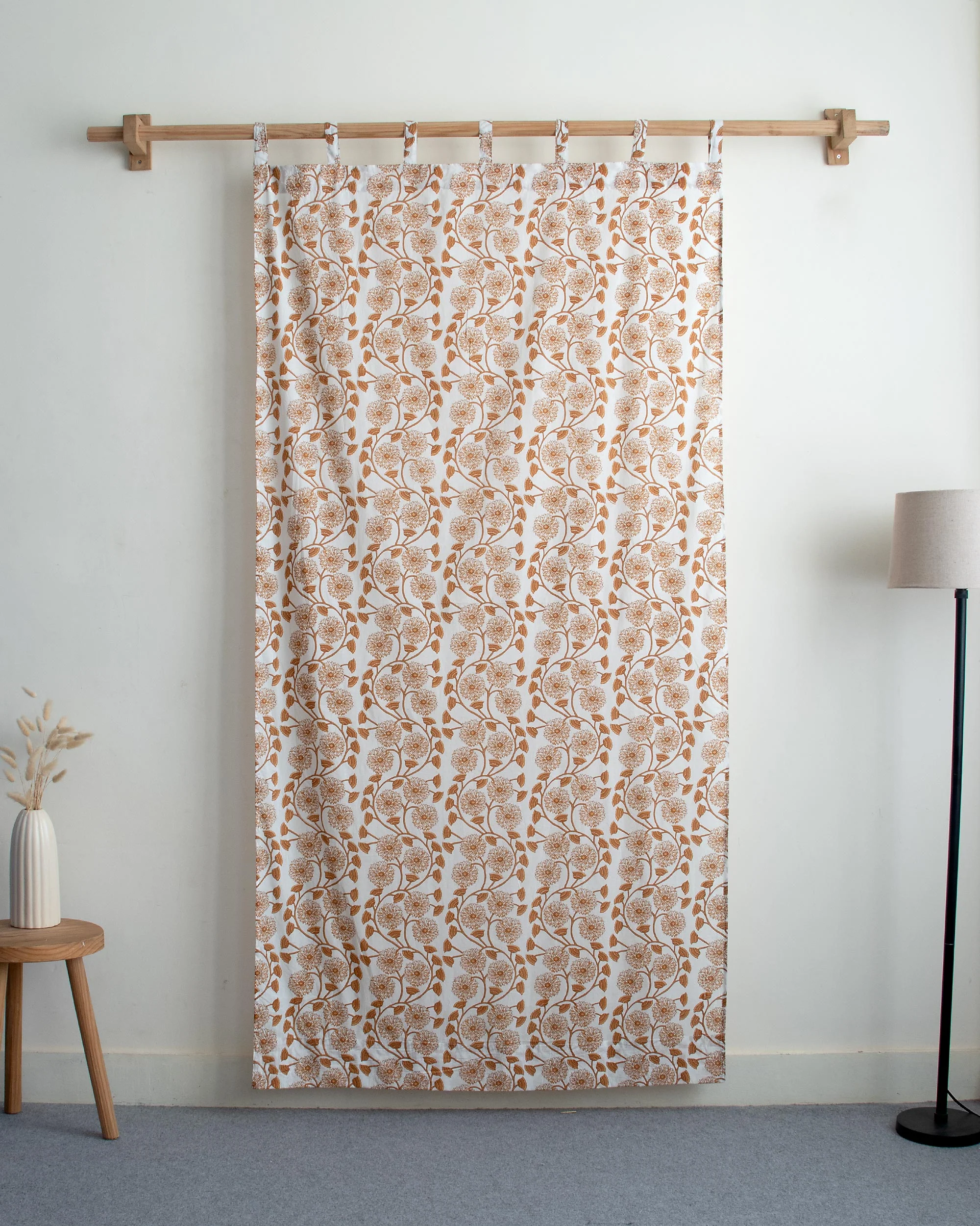 Indian Floral Block Printed Cotton Curtains for Dining Room - Image 5