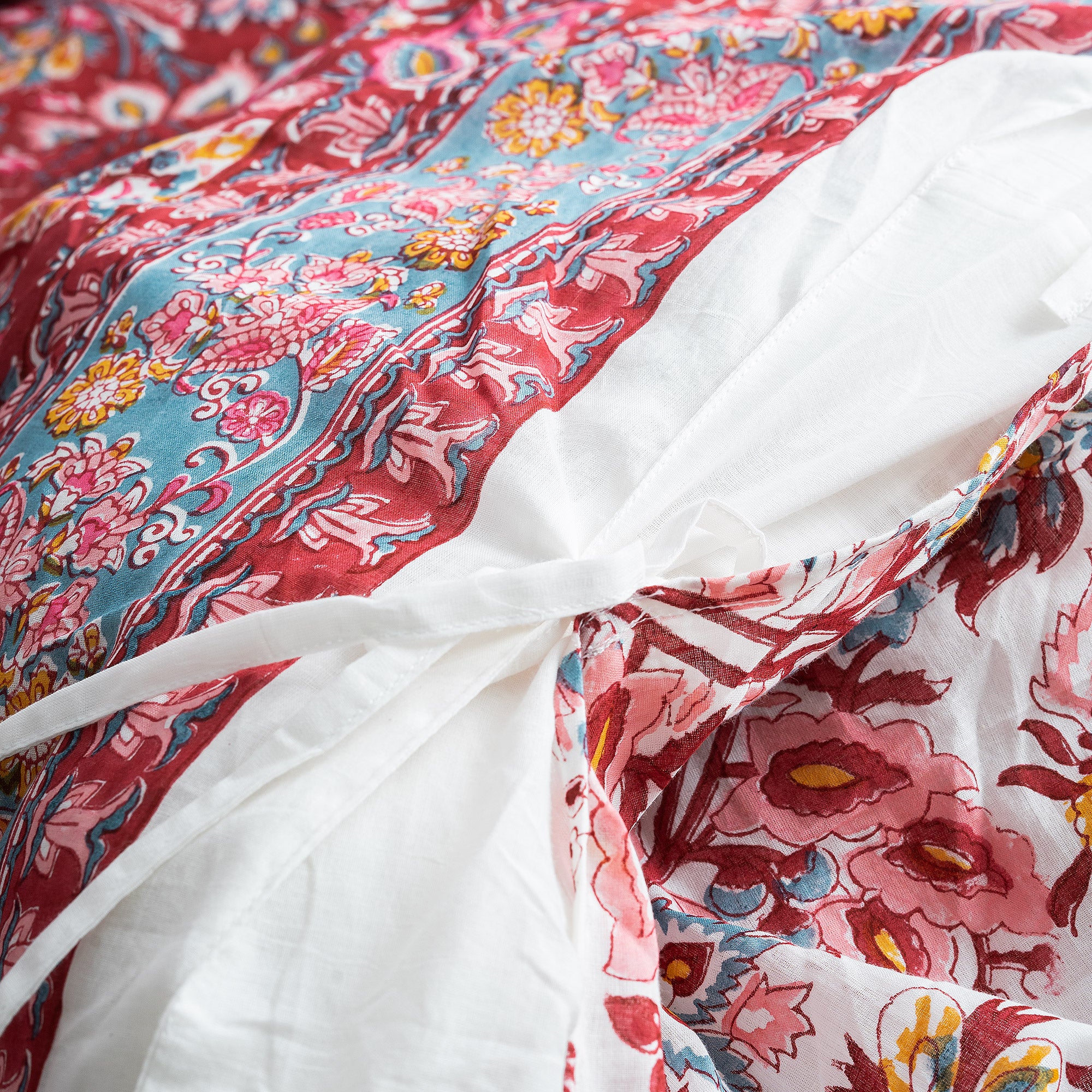 Indian Block Printed Floral Duvet Cover - Image 4