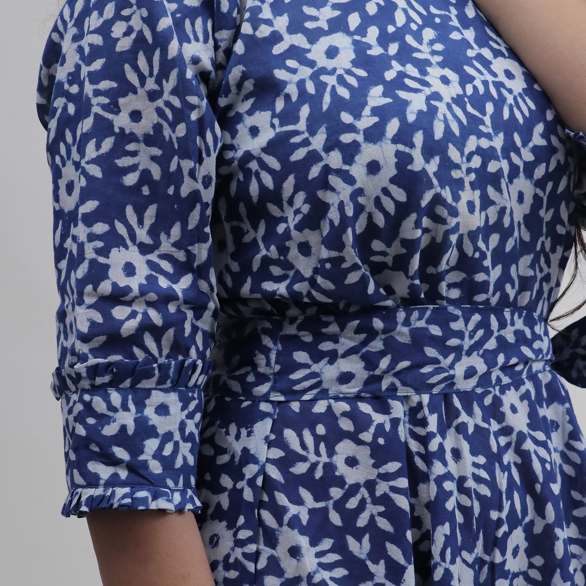 Indian Floral Cotton Midi Dress For Women's - Image 2