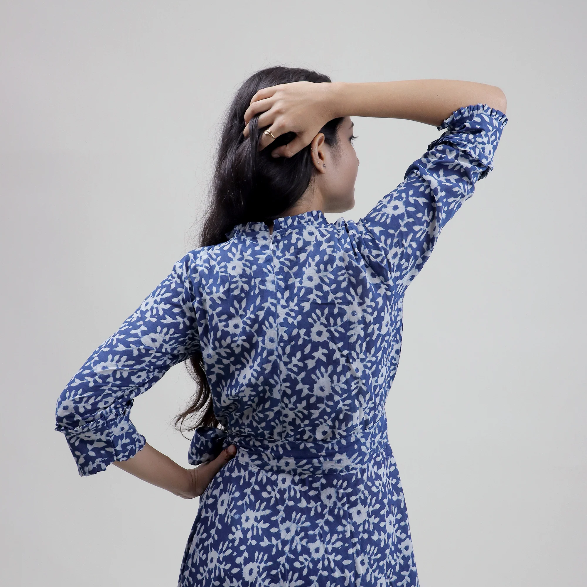 Indian Floral Cotton Midi Dress For Women's - Image 5