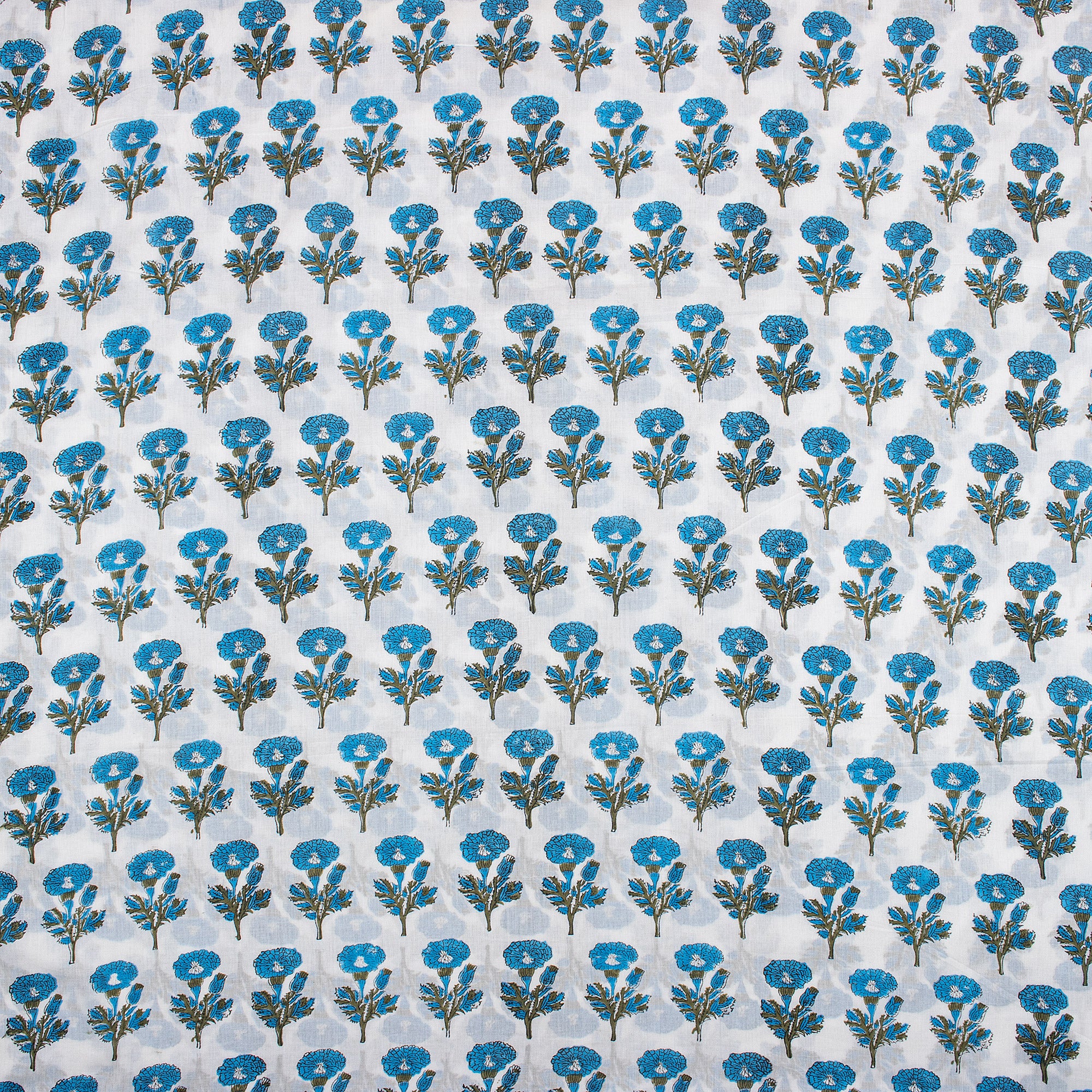 Indian Floral Hand Block Printed Fabric - Image 3