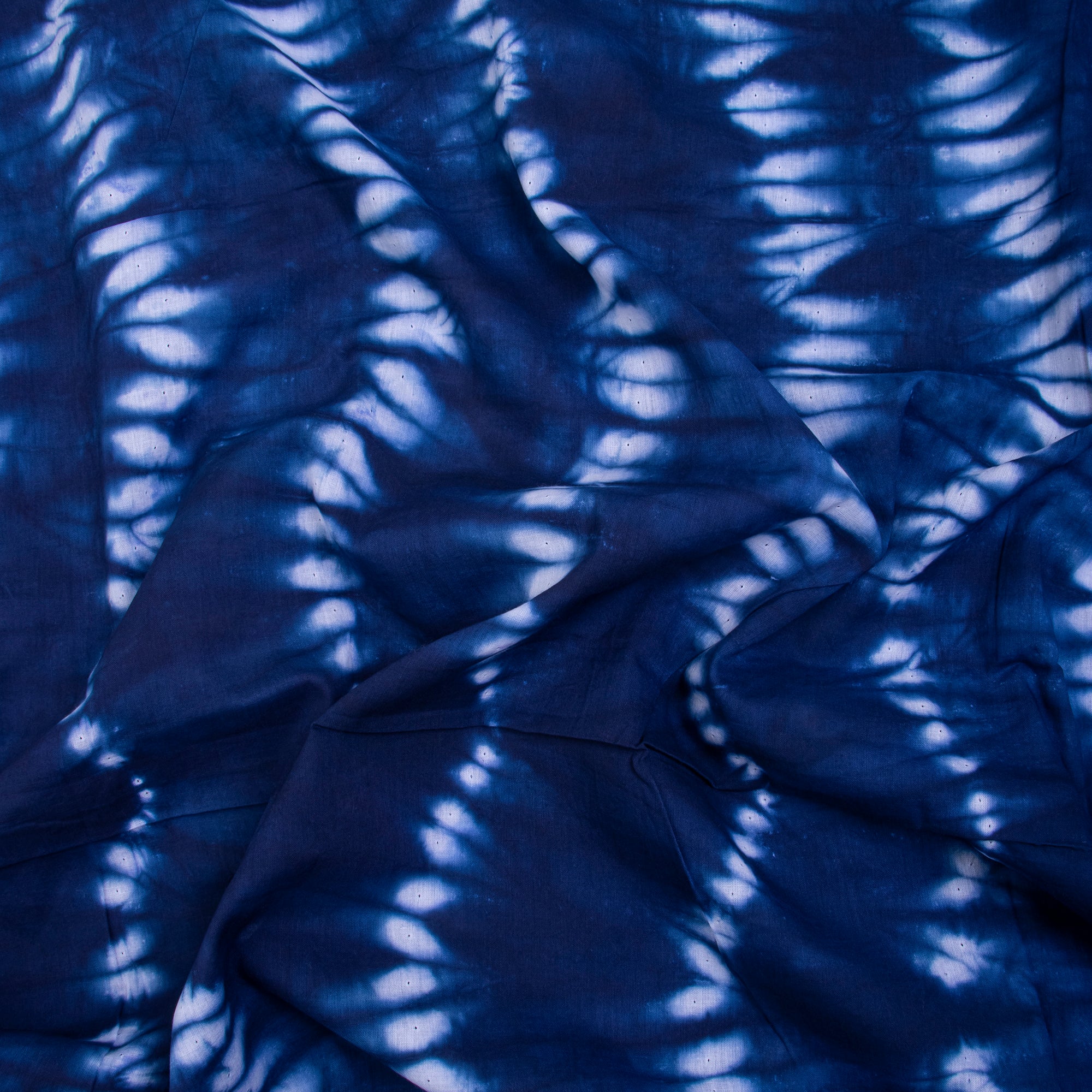 Indian Blue Tie Dye Cotton Shibori Fabric - Image 3