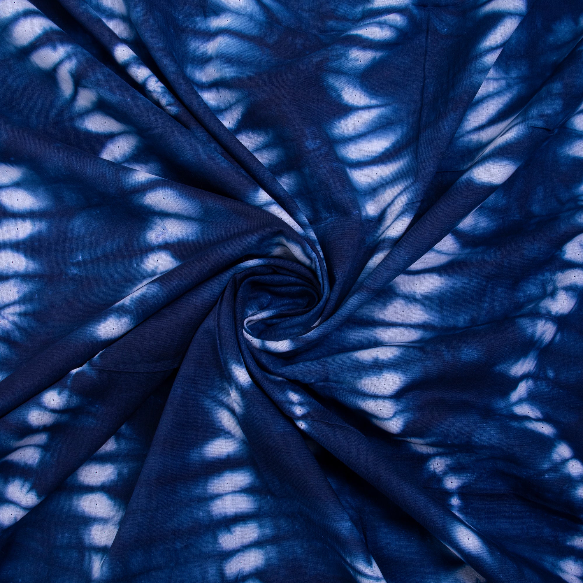 Indian Blue Tie Dye Cotton Shibori Fabric - Image 4