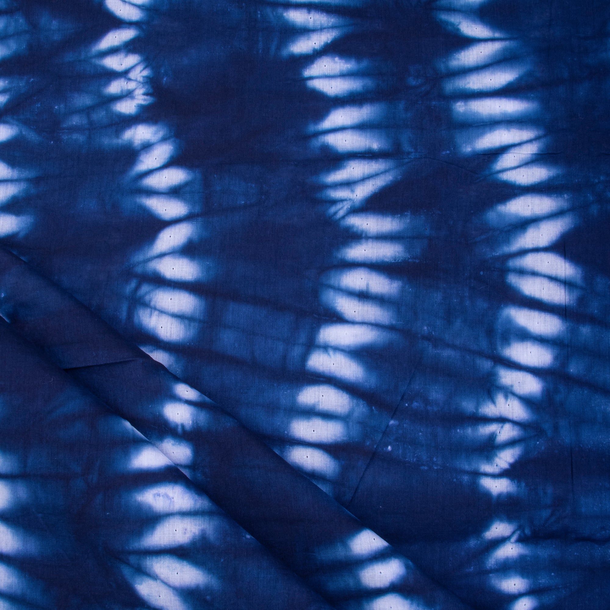 Indian Blue Tie Dye Cotton Shibori Fabric - Image 5