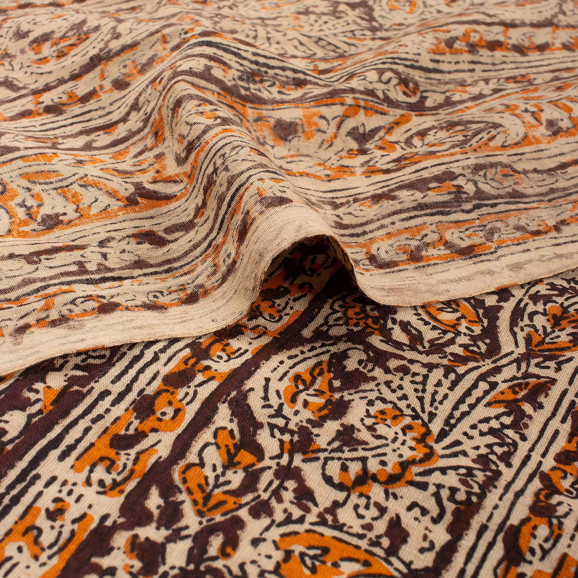 Indian Leaf Cotton Bagru Printed Fabric - Image 2